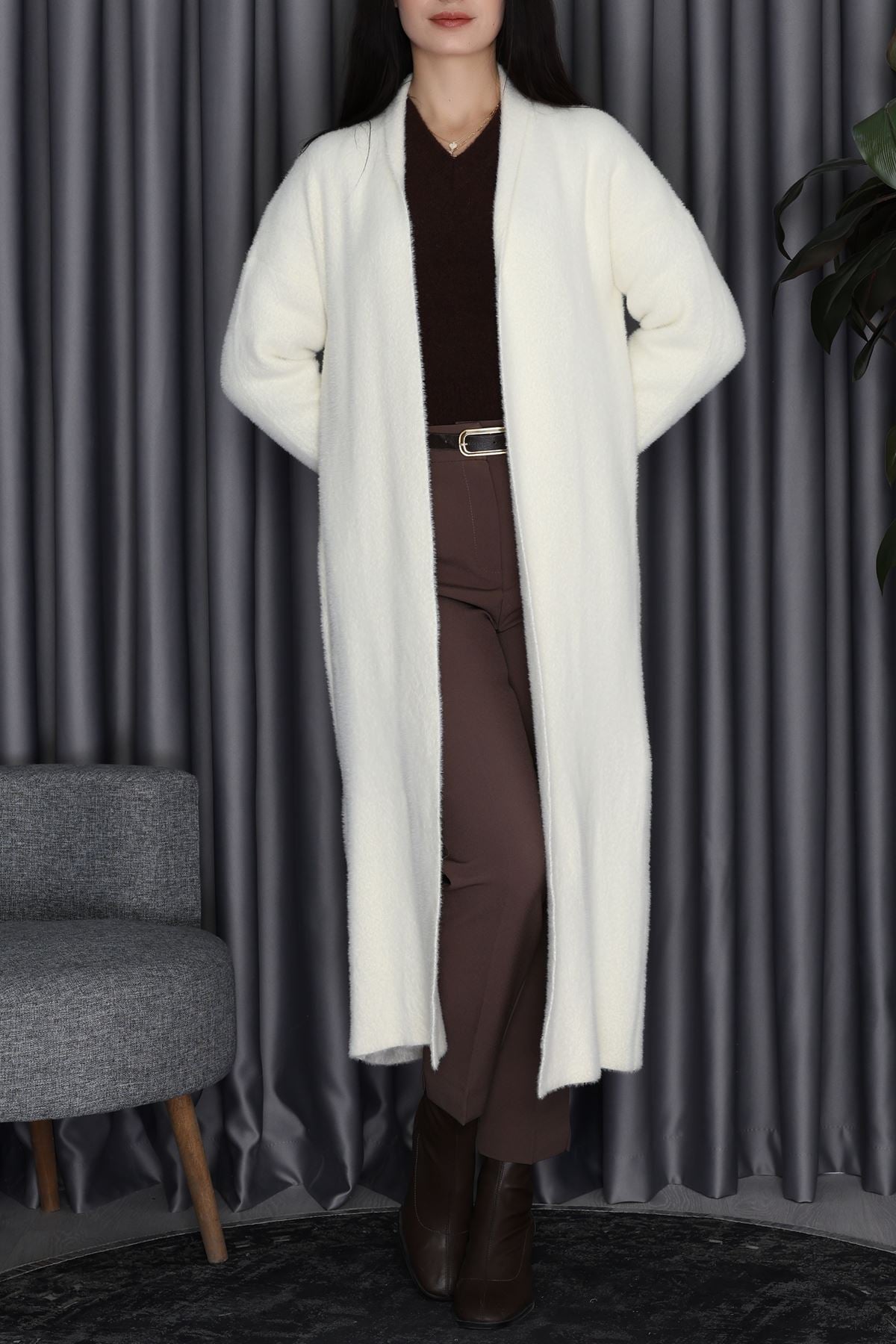 Nisan Uzun Triko Hırka Vanilya - 2211.2092.