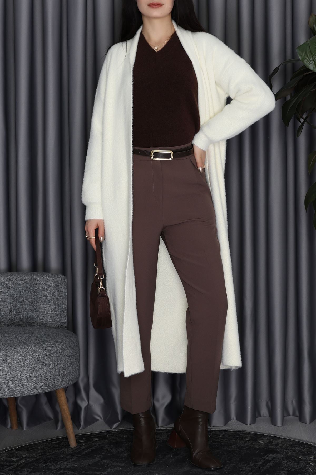 Nisan Uzun Triko Hırka Vanilya - 2211.2092.