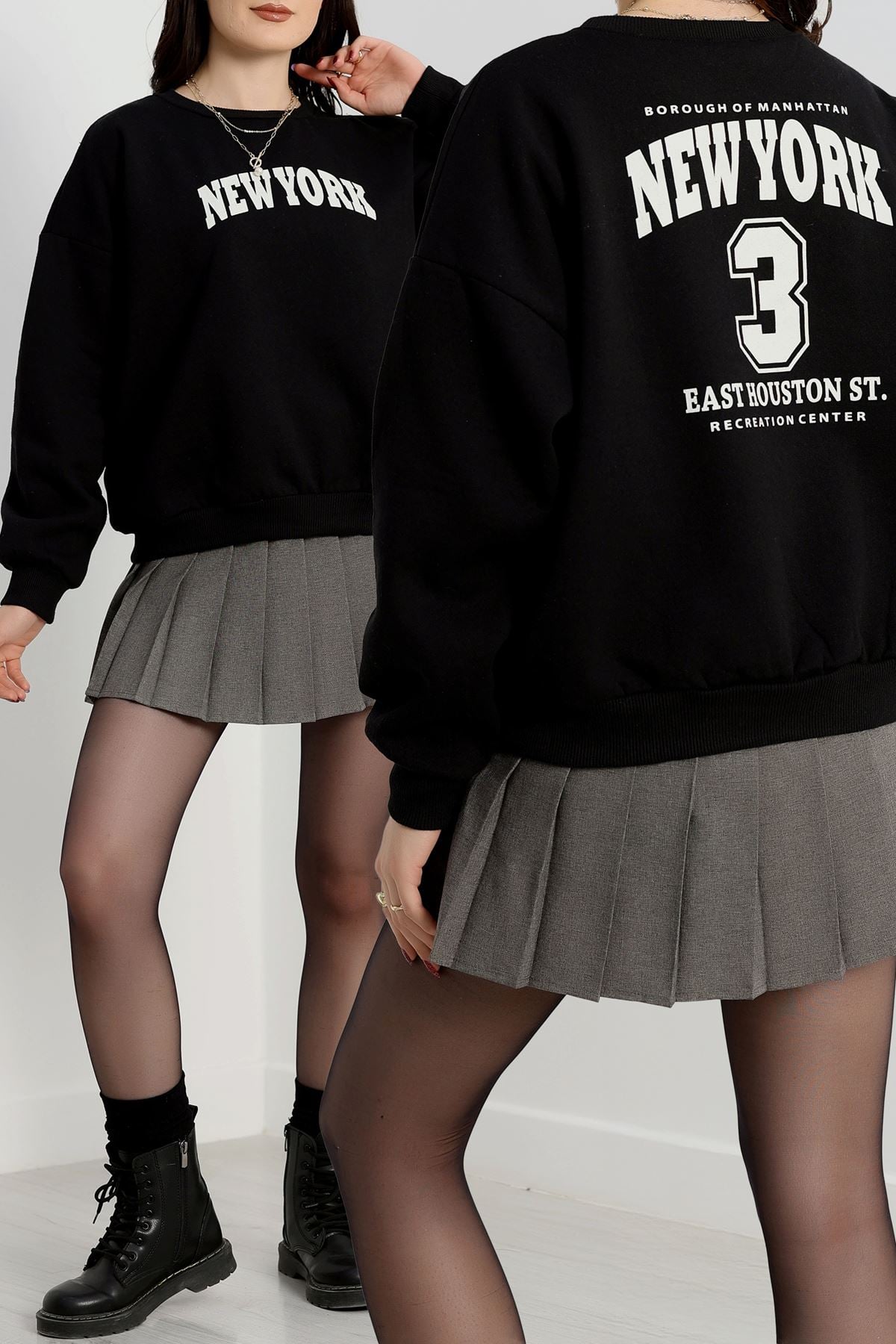 Ön Arka Baskılı Şardonlu Sweat Siyah - 21497.200.