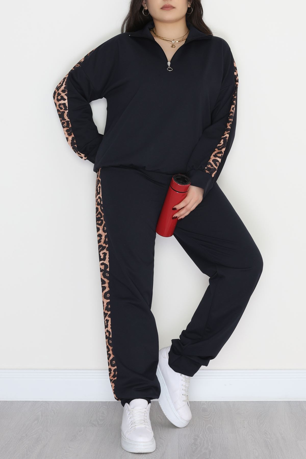 Fermuarlı 2 İplik Büyük Beden Eşofman Takımı Lacivert - 50786.1857.