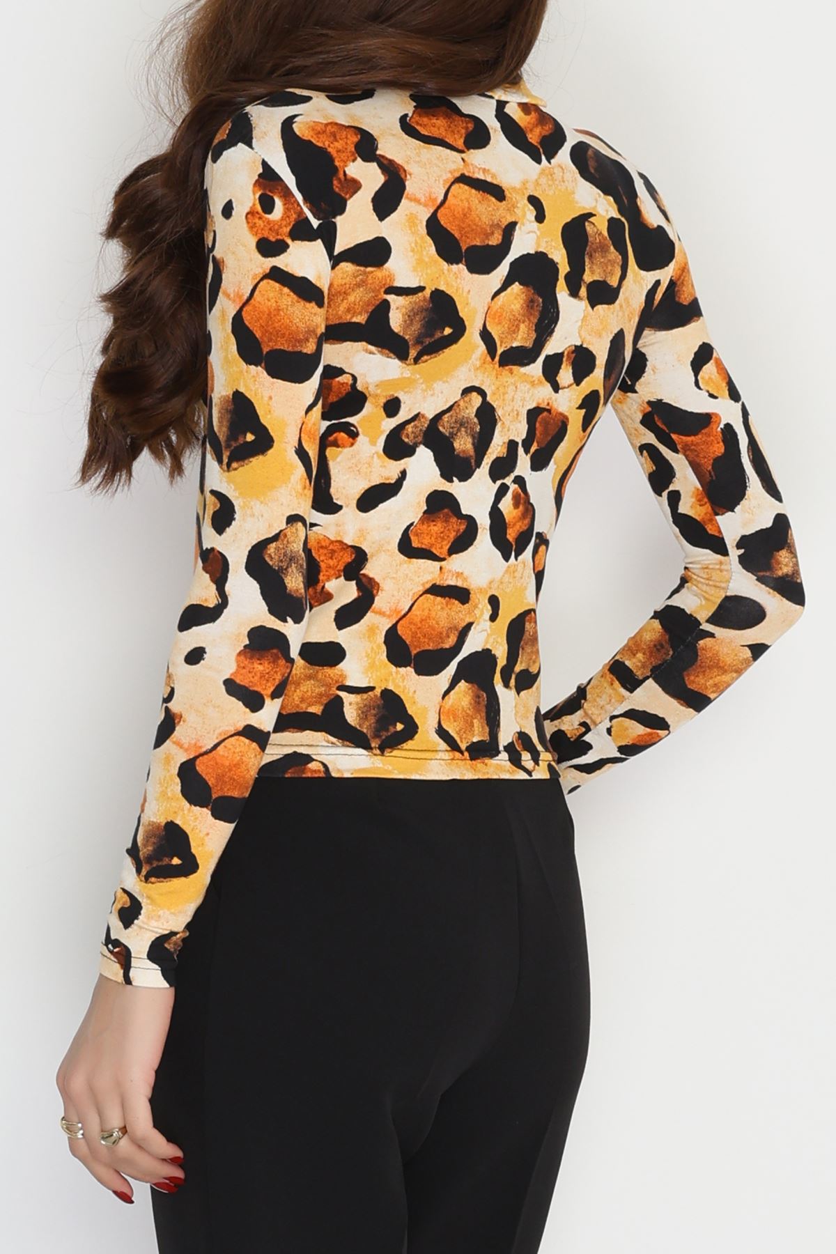 Yarım Balıkçı Yaka Likralı Ring Viskon Body Turuncuekru - 90950.1287.