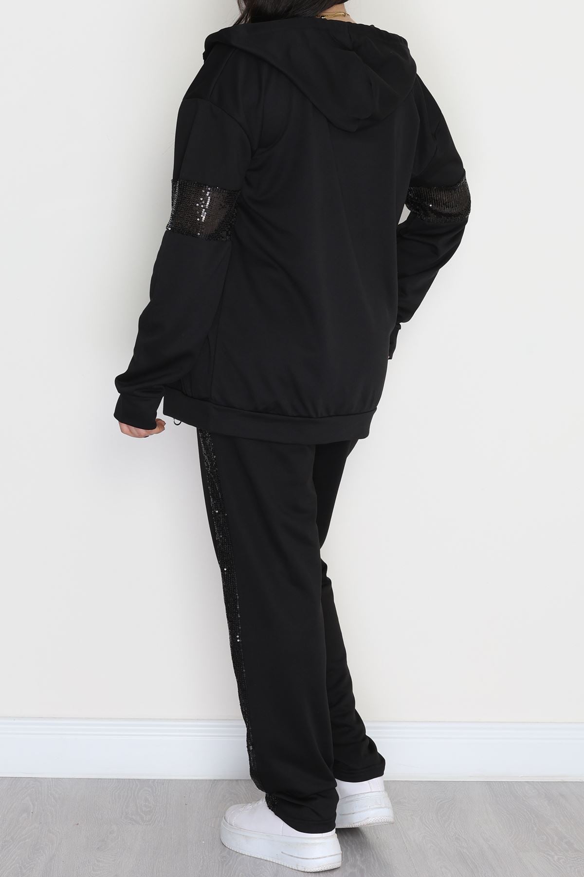 Pul Garnili 2 İplik Büyük Beden Eşofman Takımı Siyah - 50808.1857.