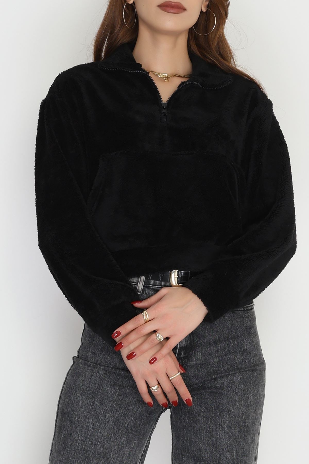 Peluş Sweat Siyah - 31256.1872.