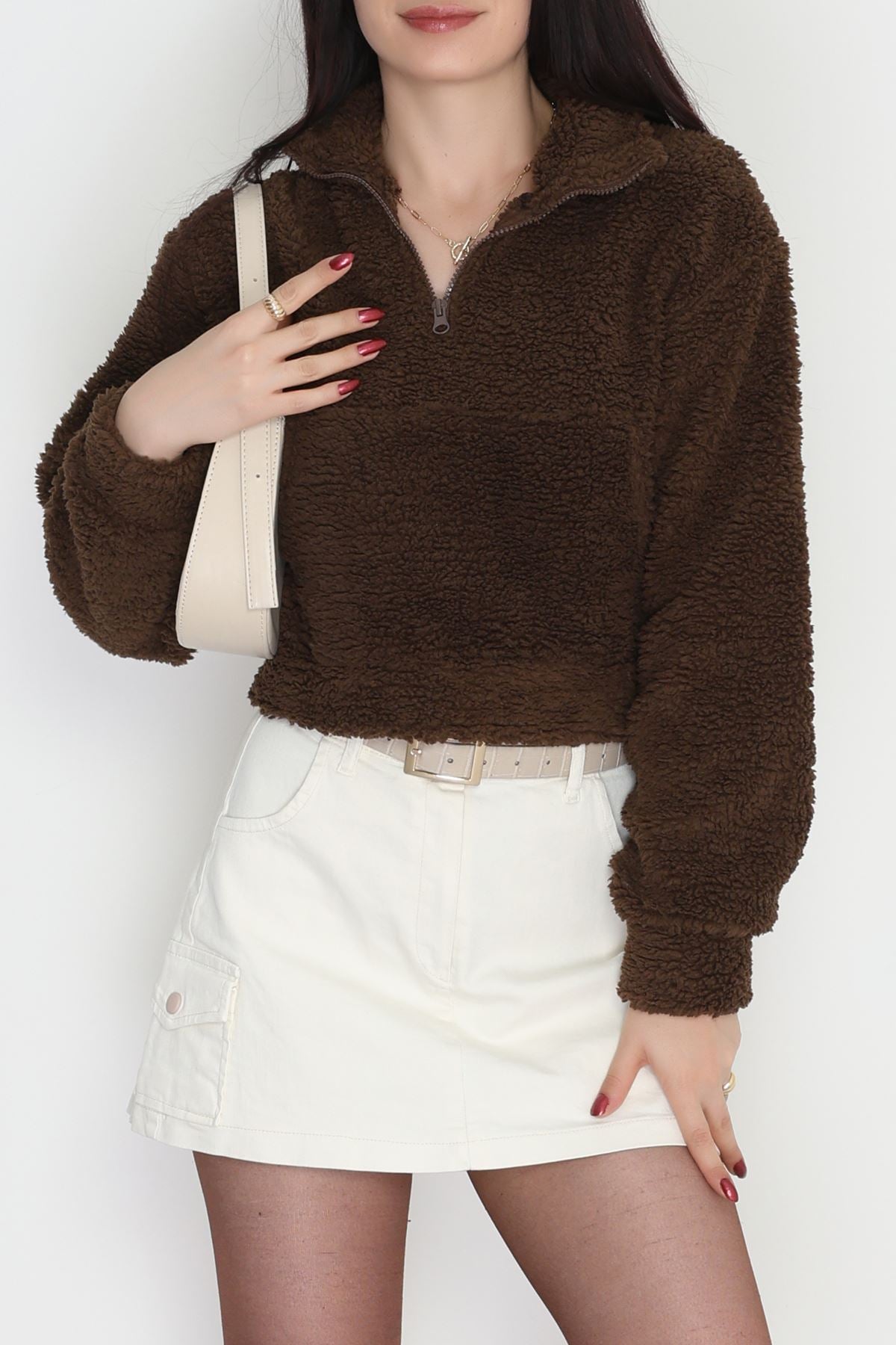 Peluş Sweat Acıkahve - 31256.1872.