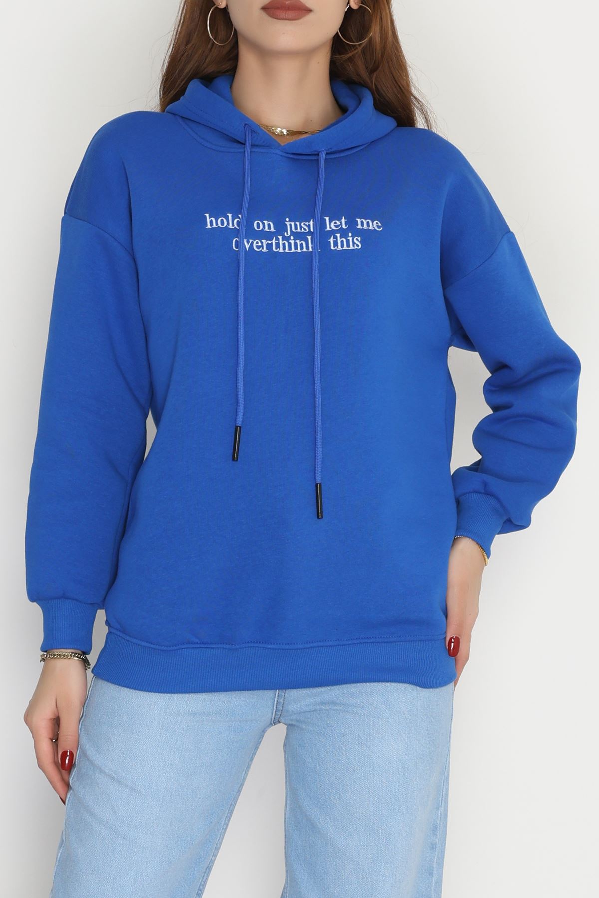 3 İplik Kapşonlu Nakışlı Sweat Saks - 42221.1878.