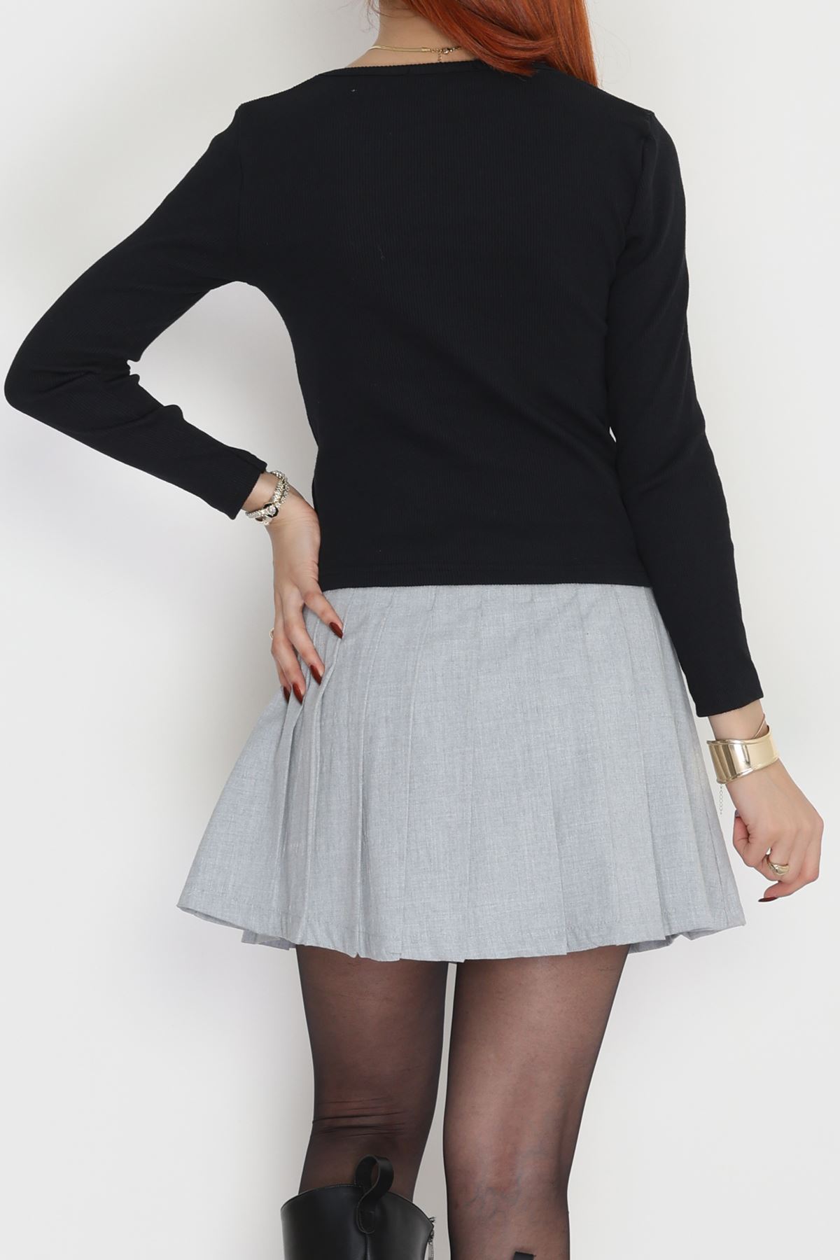 Çerçeve Yaka Dantelli Kaşkorse Body Siyah - 70789.599.