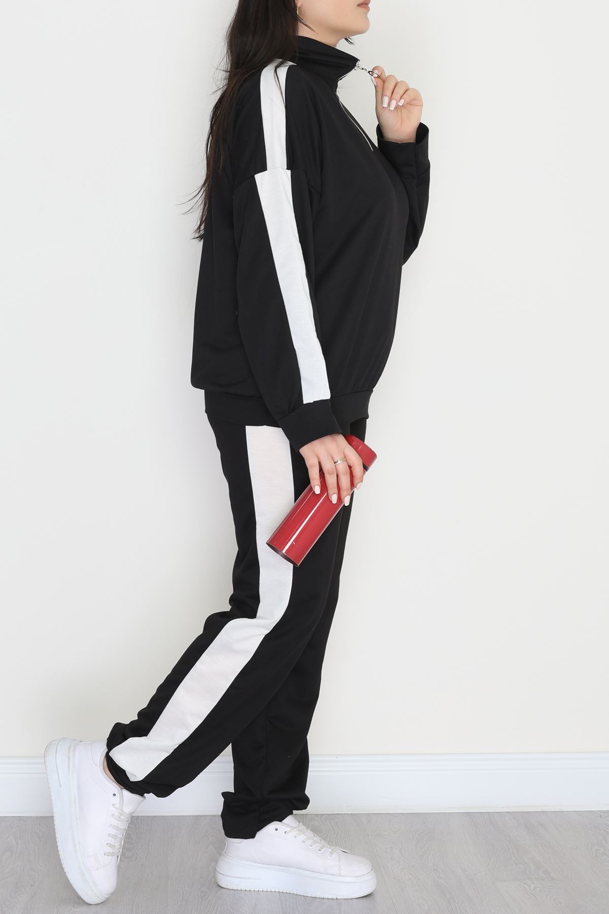 Fermuarlı 2 İplik Büyük Beden Eşofman Takımı Siyah - 50785.1857.