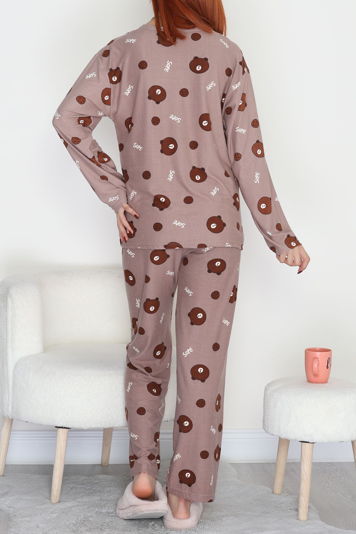 Süet Alt Üst Aynı Pijama Takımı Açıkkahve - 118.1287.