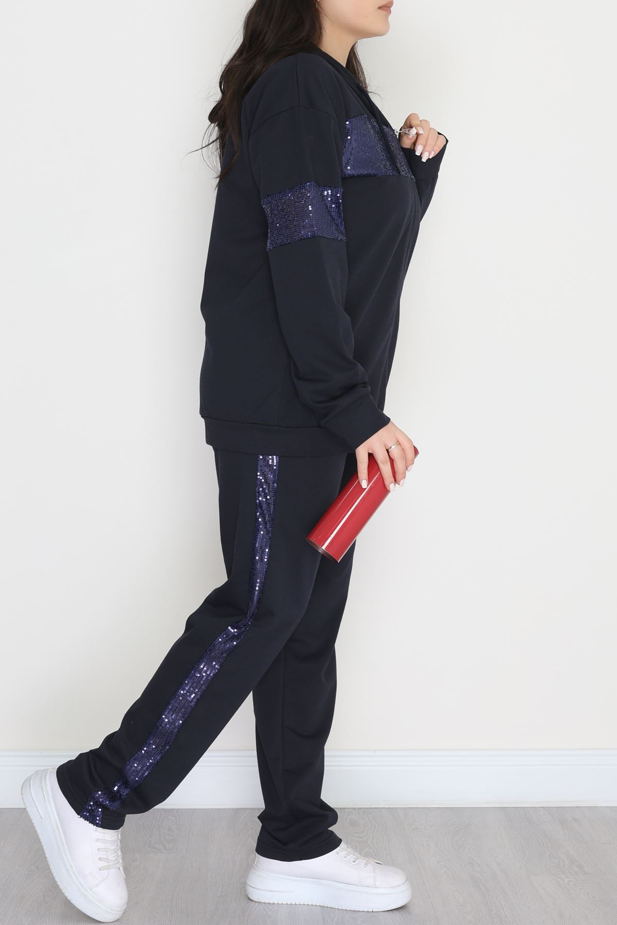 Pul Garnili 2 İplik Büyük Beden Eşofman Takımı Lacivert - 50808.1857.