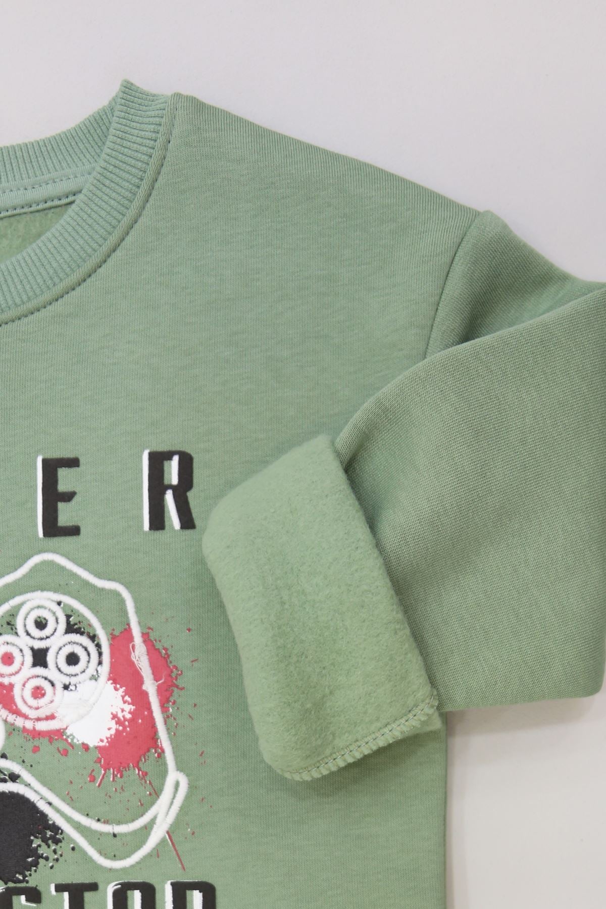 6-9 Yaş Gamer Baskılı 3 İp Şardonlu Sweatshirt Mint - 2264219.1576.