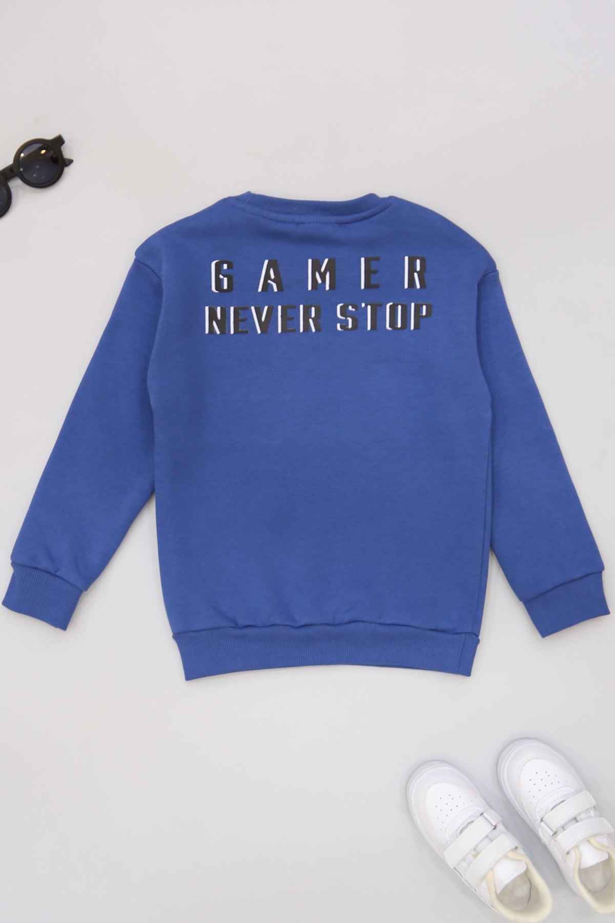 6-9 Yaş 3 İp Şardonlu Sweatshirt Mavi - 2264219.1576.
