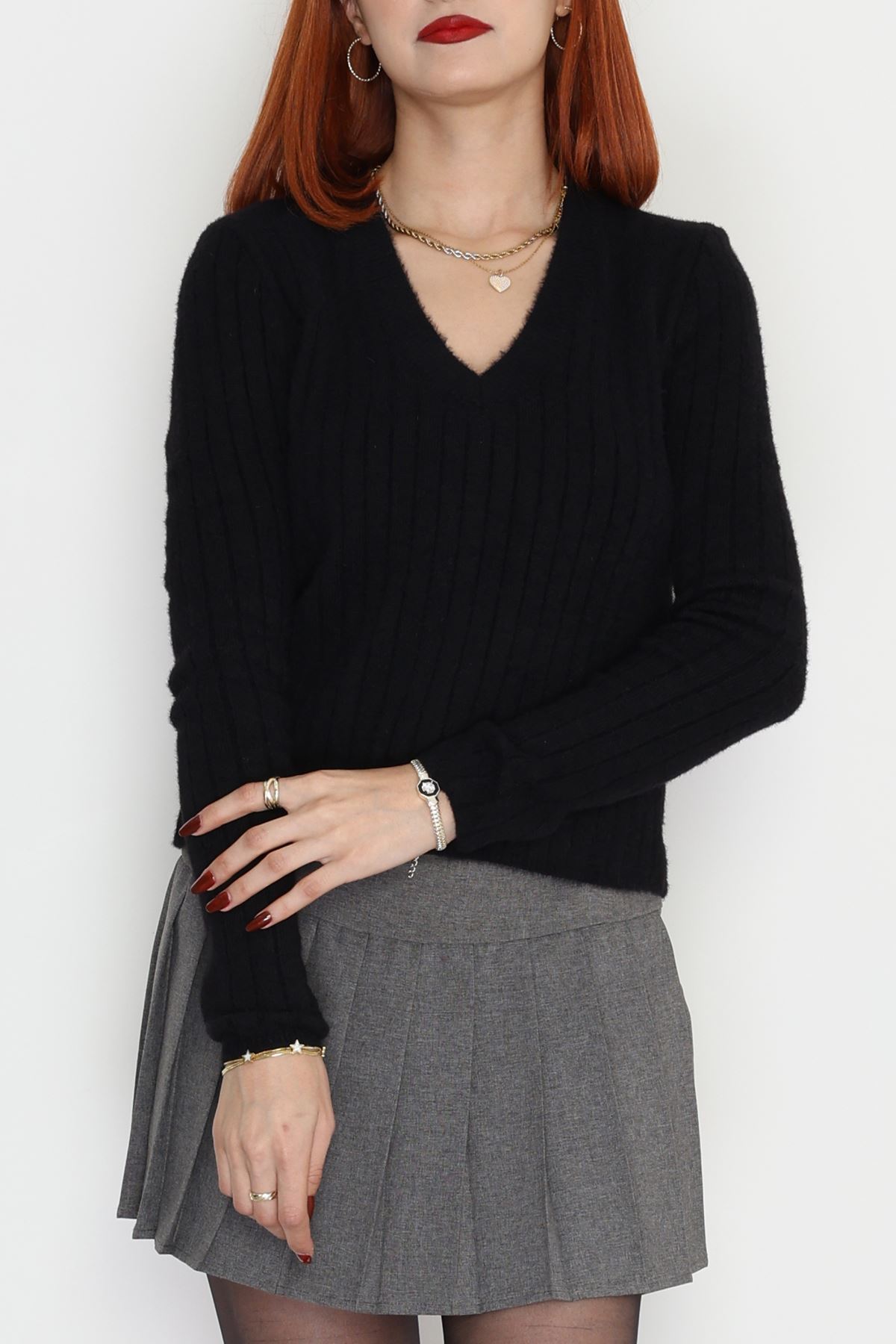 V Yaka Triko Siyah - 2217.1765.