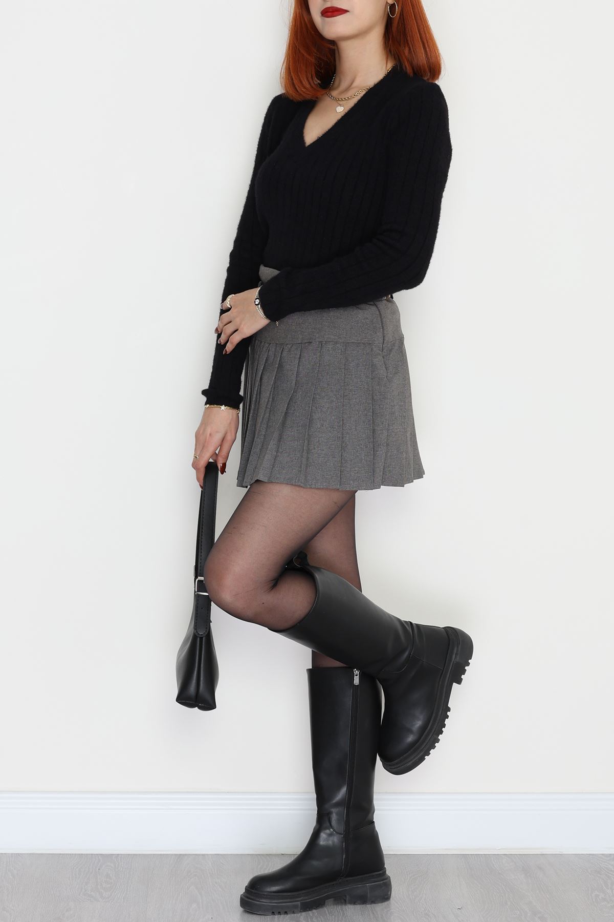 V Yaka Triko Siyah - 2217.1765.