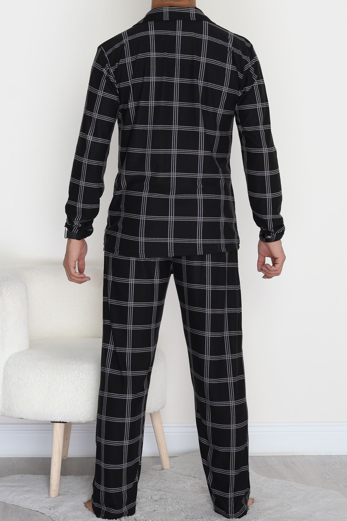 Süet Düğmeli Erkek Pijama Takımı Siyahekose - 755.1287.
