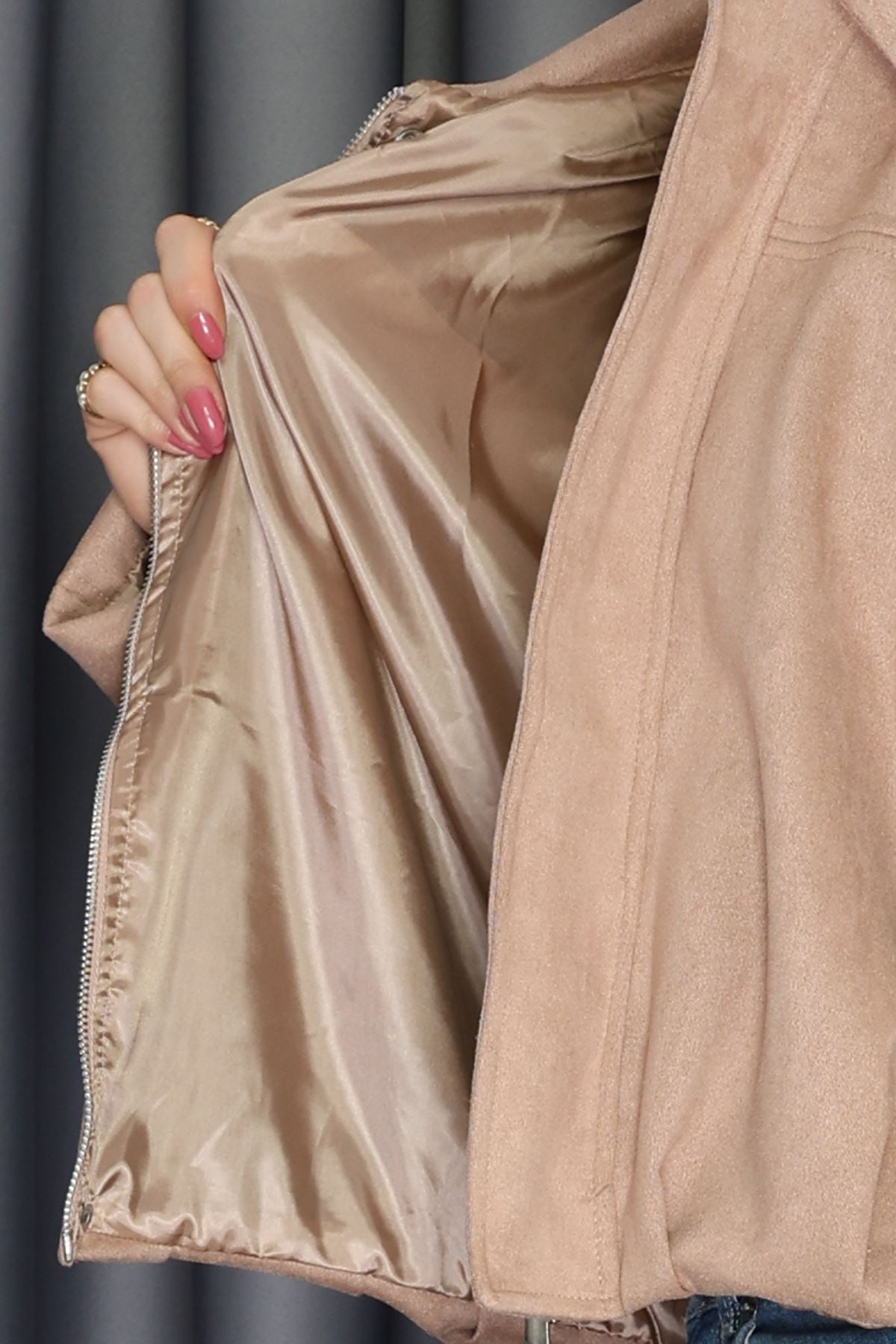 Bomber Süet Ceket Vizon - 51017.155.