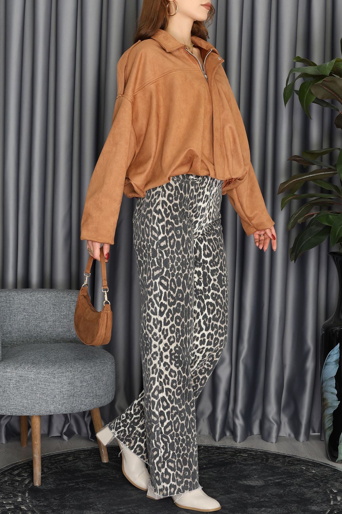 Bomber Süet Ceket Taba - 51017.155.