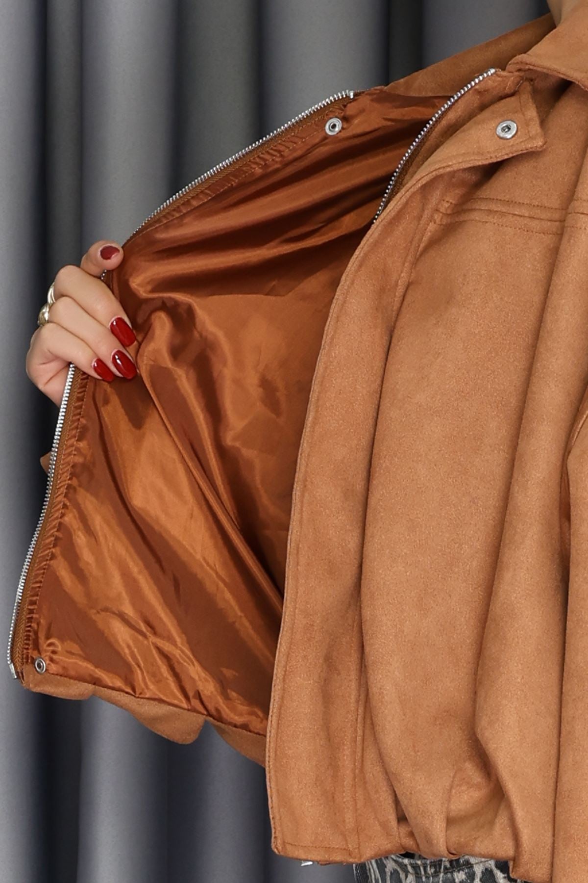 Bomber Süet Ceket Taba - 51017.155.