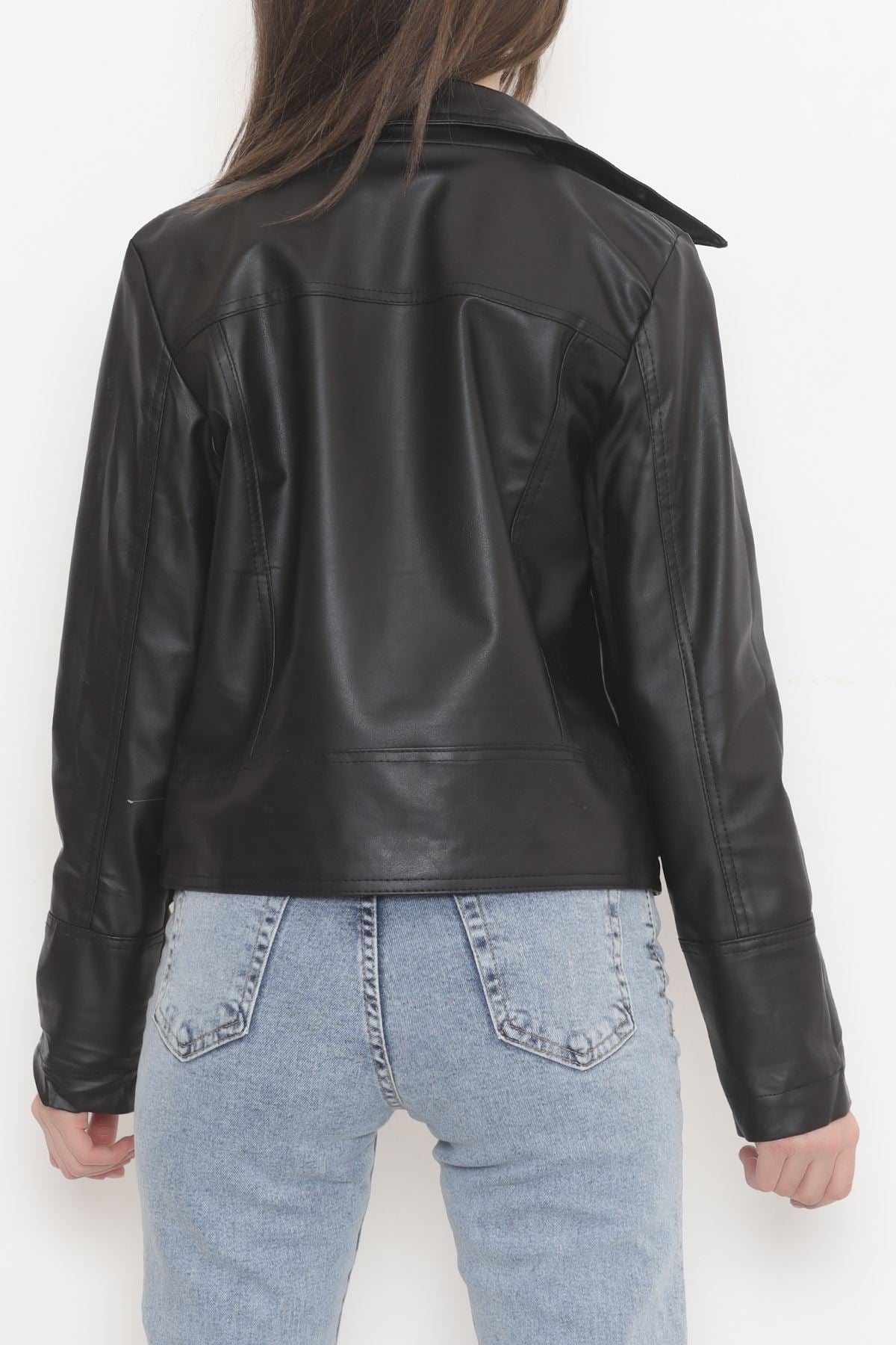 Dik Yaka Deri Ceket Siyah - 1015.146.