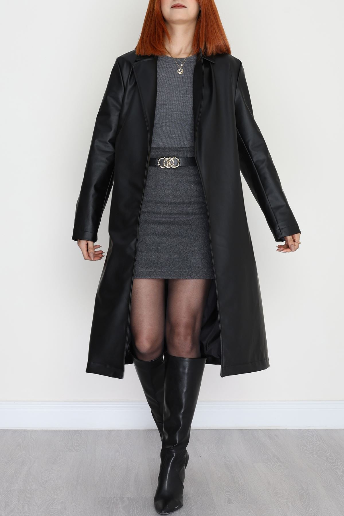 Deri Uzun Trençkot Siyah - 51025.1779.