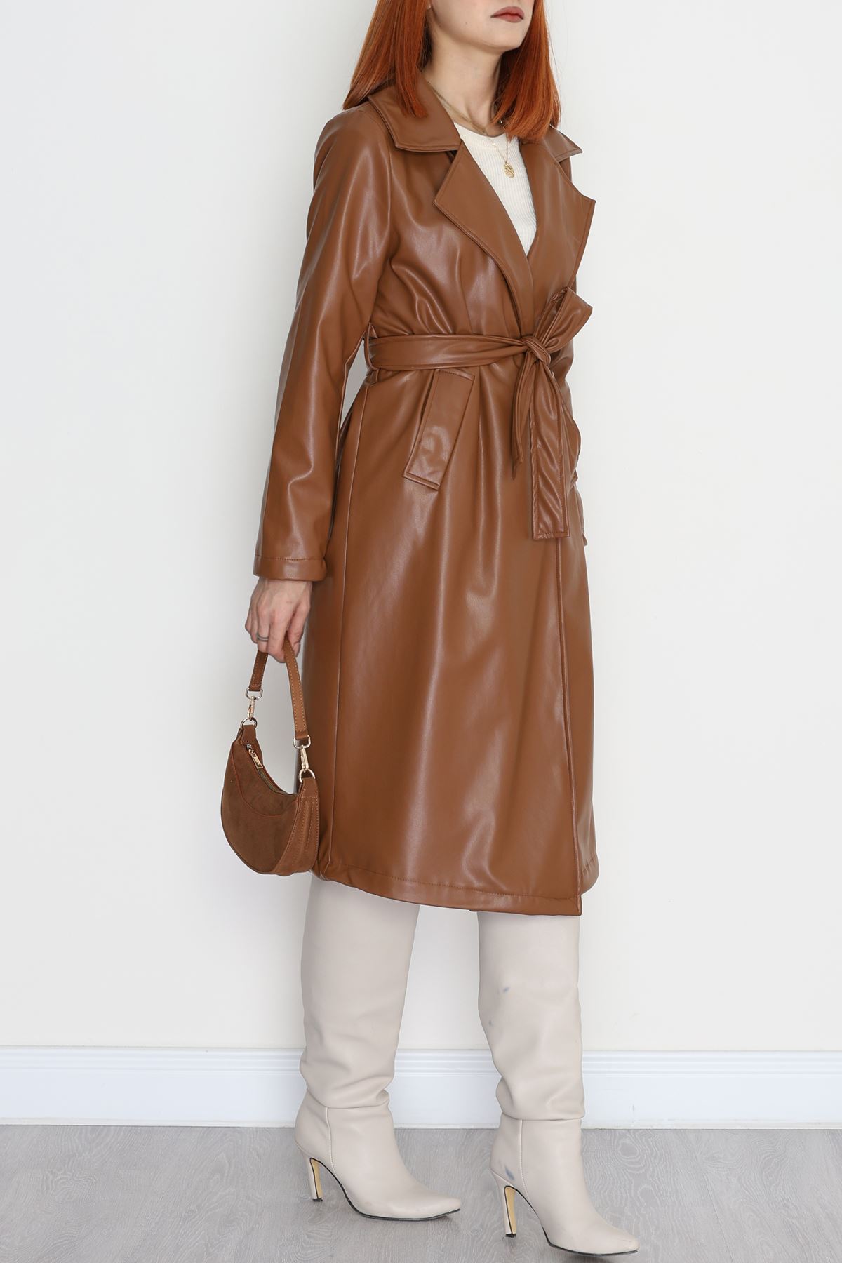 Deri Uzun Trençkot Taba - 51025.1779.