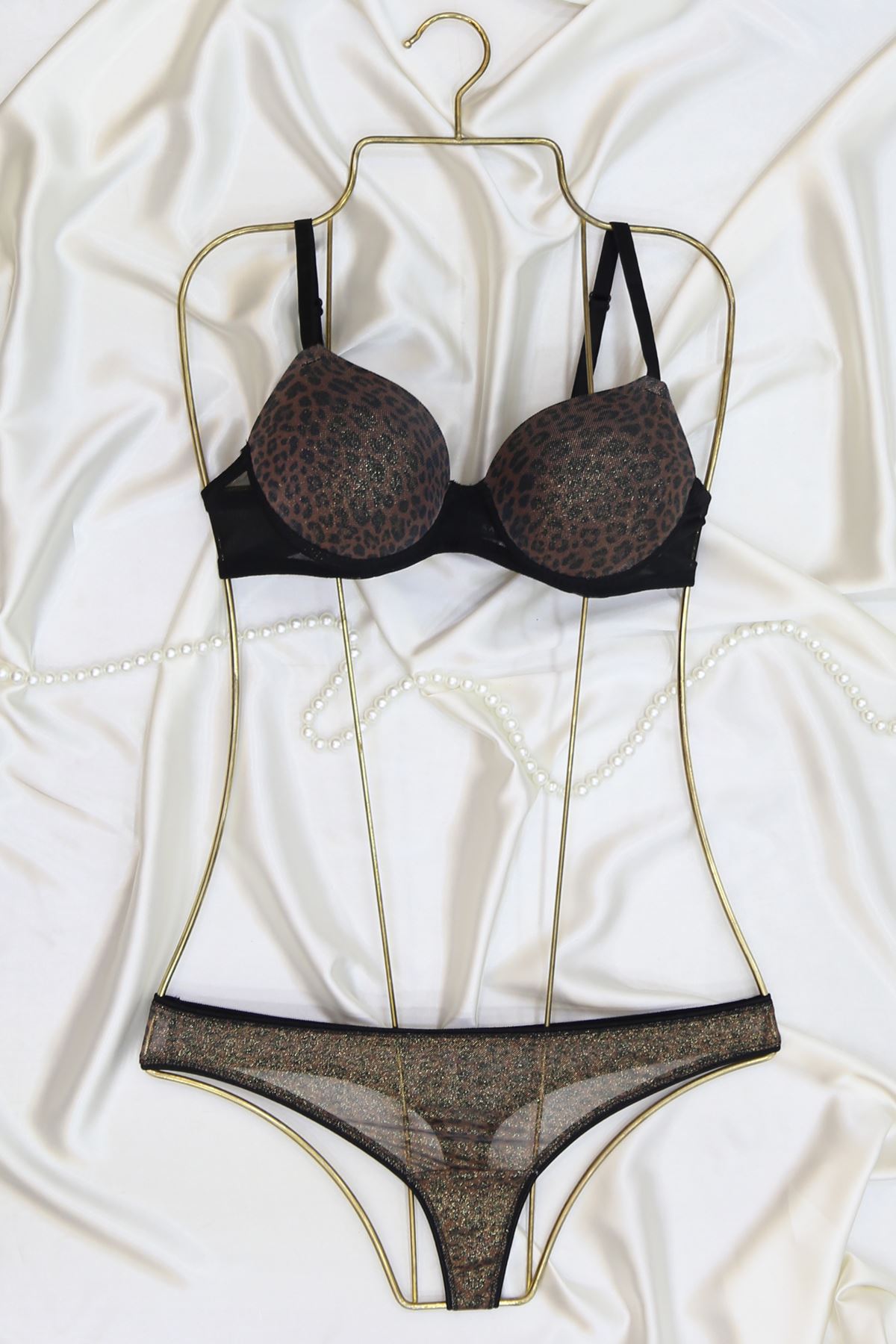 Leopar Desenli Sütyen Takım Dolgulu Leopar - 2566.1783.