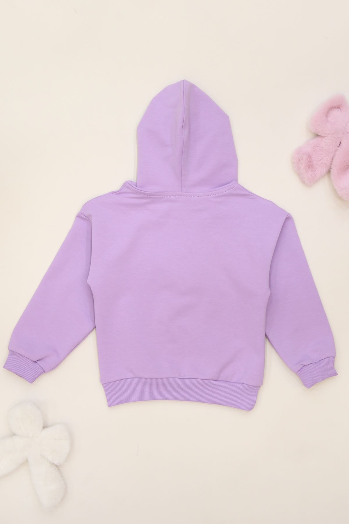 Kalp Desenli 3-7 Yaş 2 İp Sweatshirt Lila - 625530.1576.