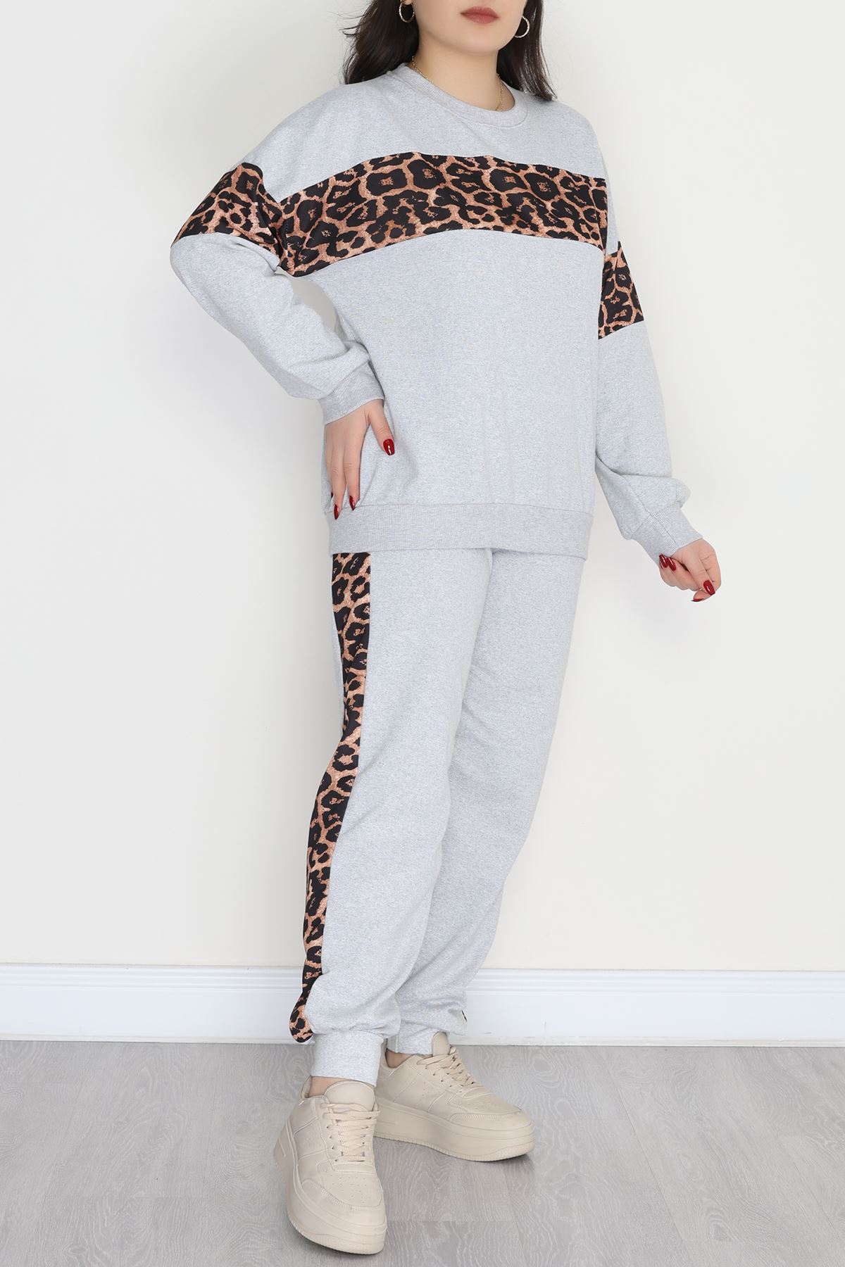 Garnili 2 İplik Büyük Beden Eşofman Takımı Gri - 50782.1857.