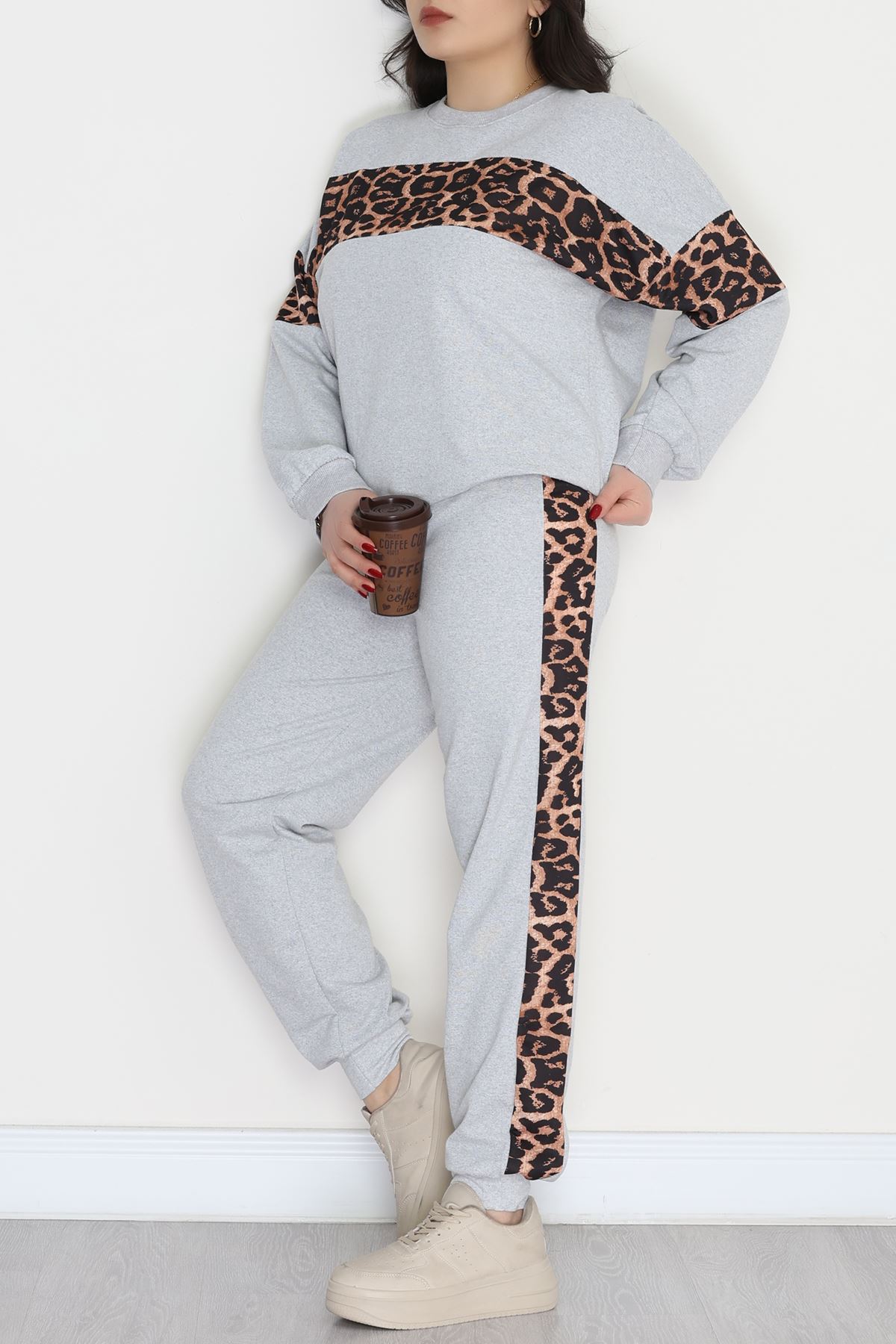 Garnili 2 İplik Büyük Beden Eşofman Takımı Gri - 50782.1857.