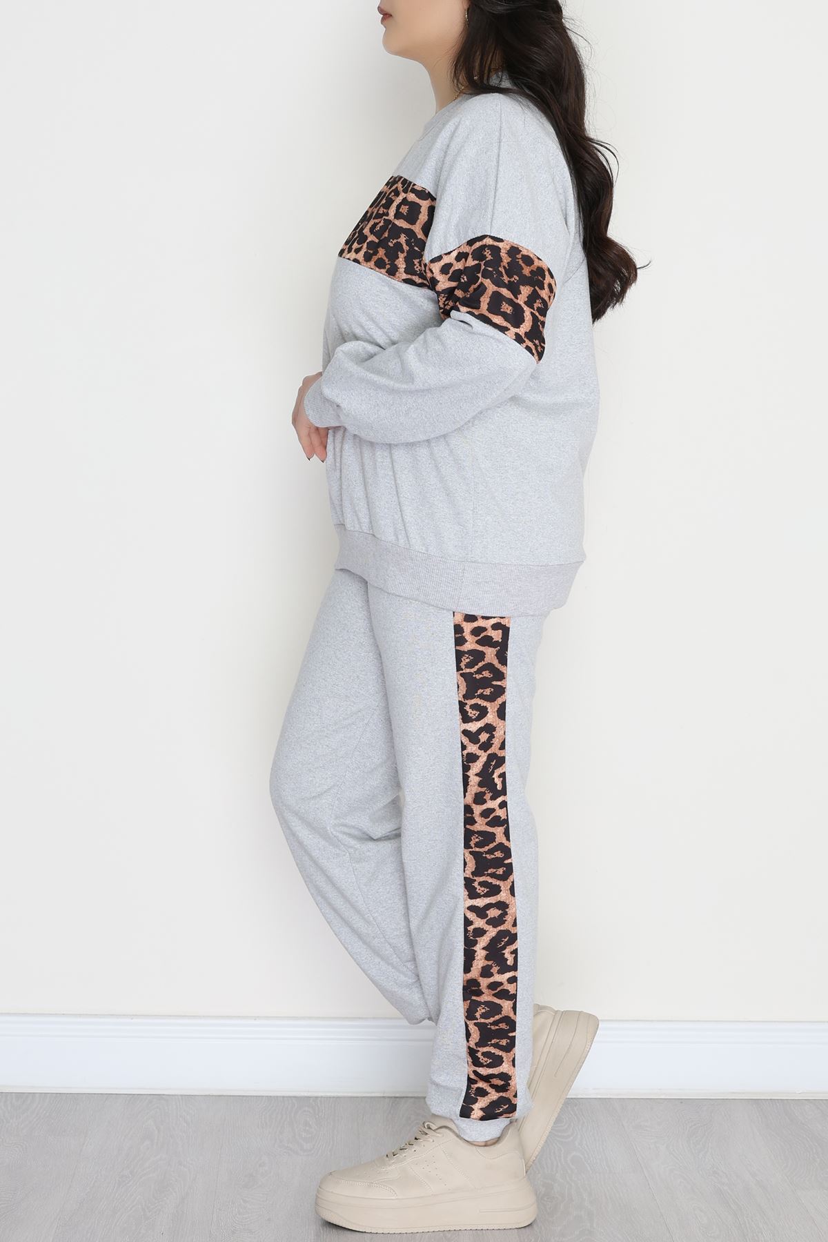 Garnili 2 İplik Büyük Beden Eşofman Takımı Gri - 50782.1857.