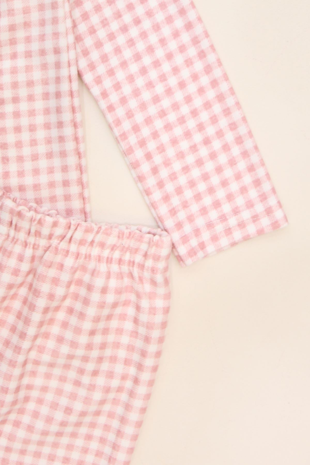 5-12 Yaş Süet Düğmeli Pijama Takımı Pembekareli - 50760.1048.