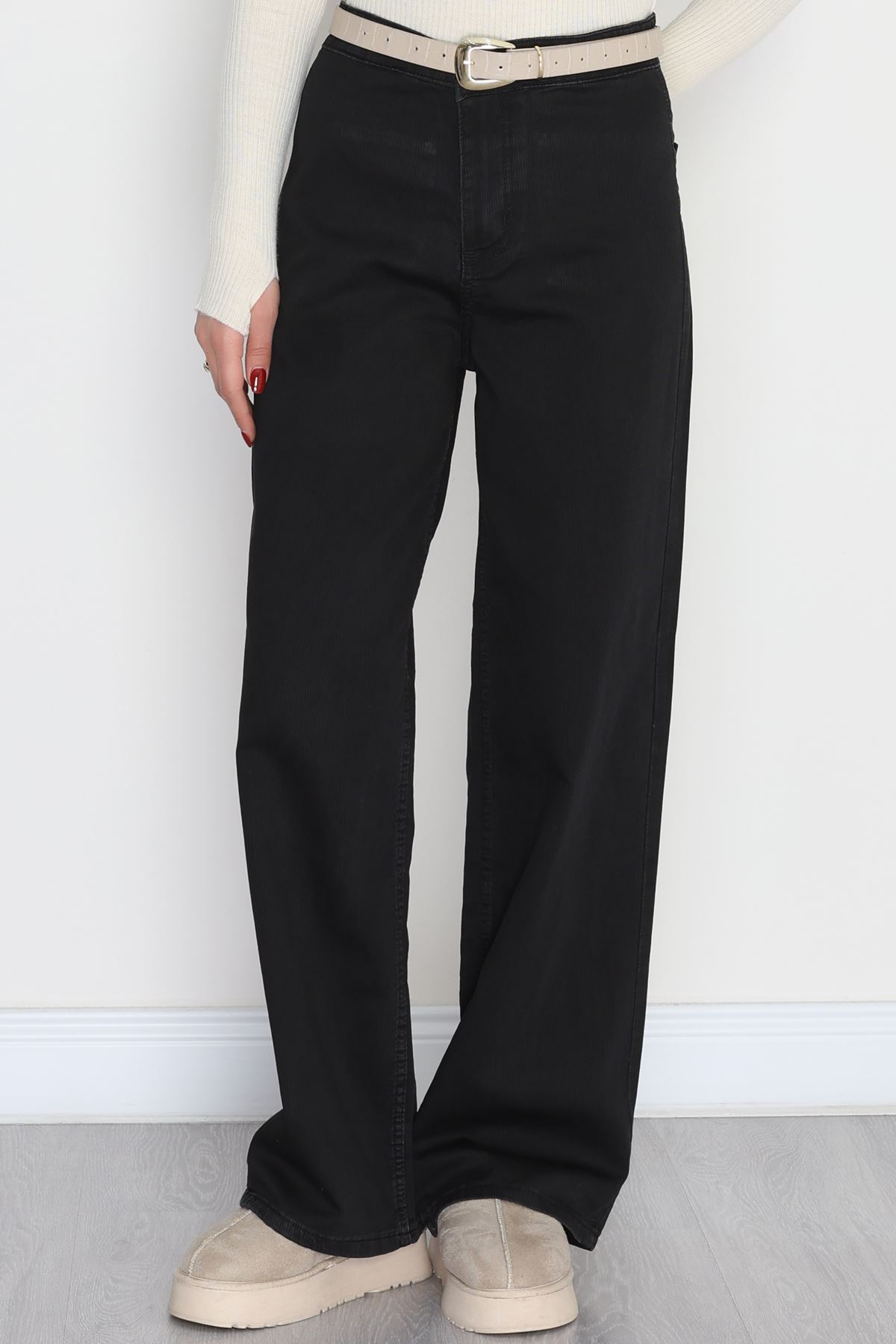 Cepsiz Palazzo Kot Pantolon Siyahfitilli - 40466.1431.