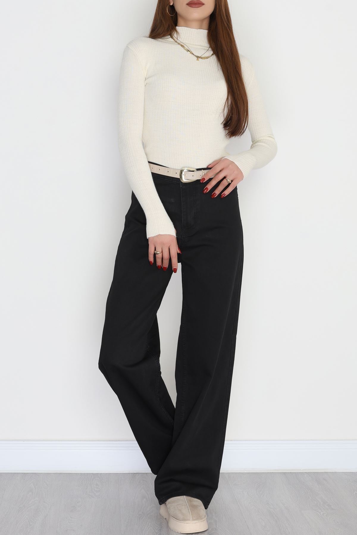 Cepsiz Palazzo Kot Pantolon Siyahfitilli - 40466.1431.