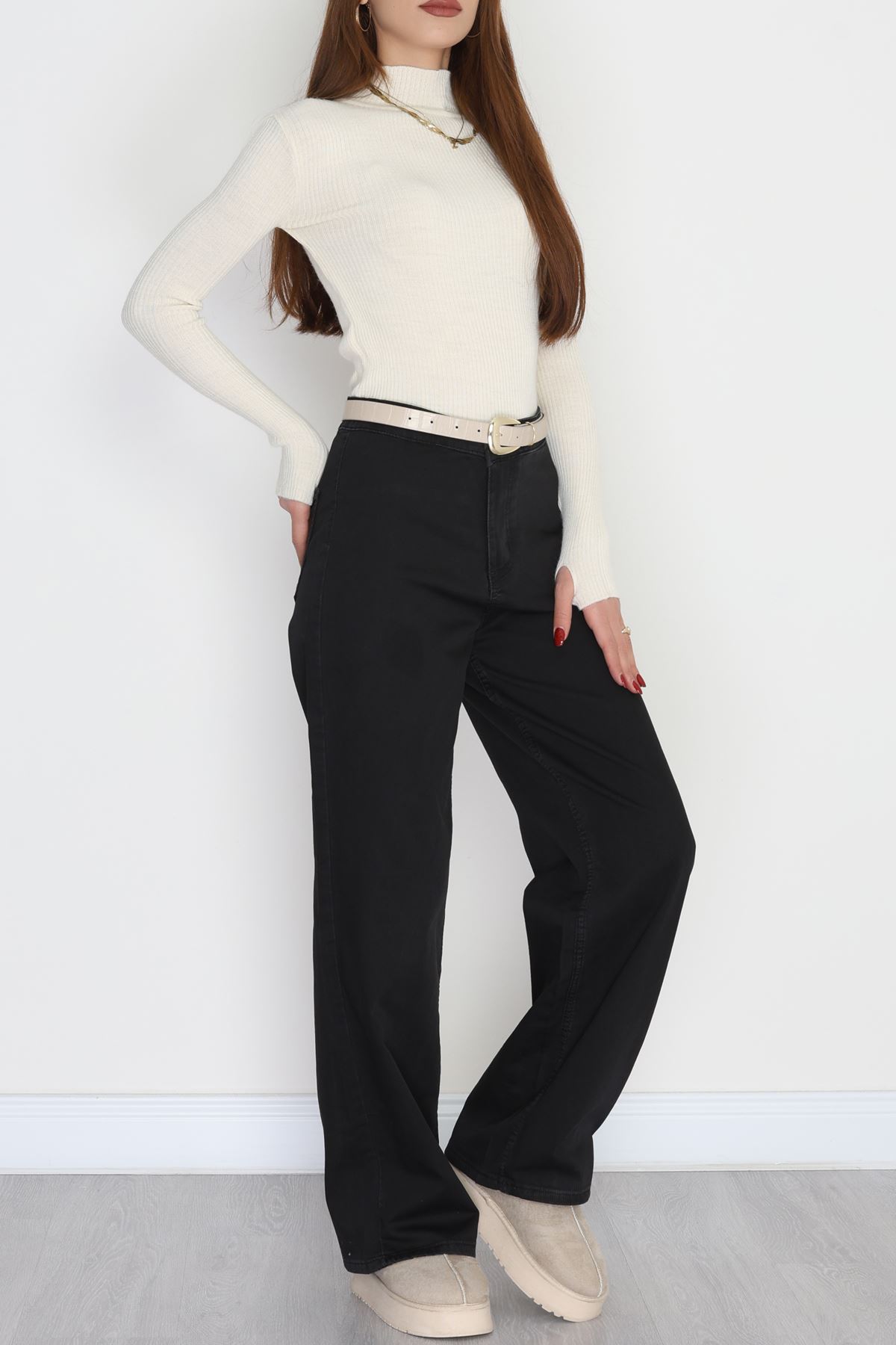 Cepsiz Palazzo Kot Pantolon Siyahfitilli - 40466.1431.