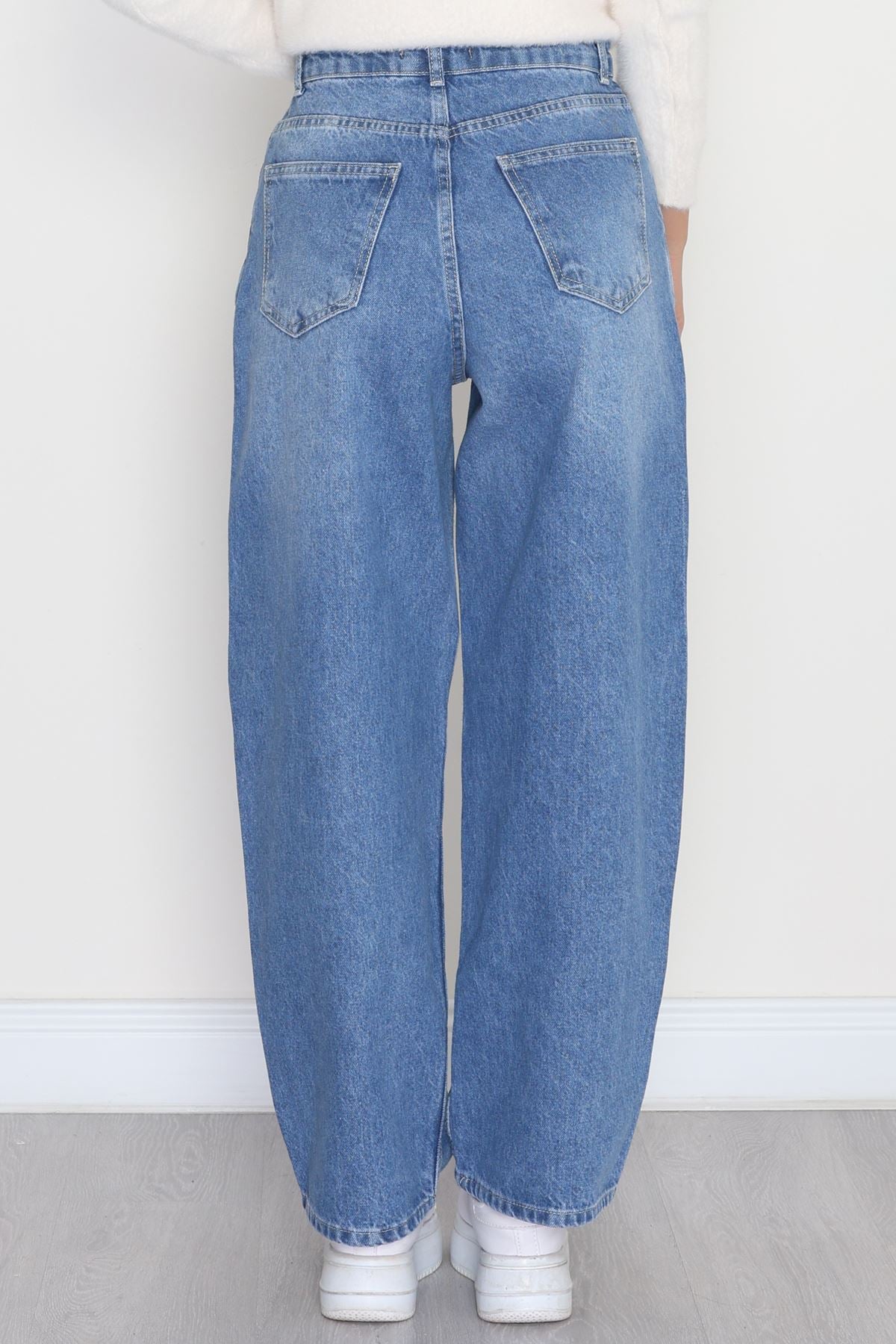 Yan Cepli Baggy Kot Pantolon Mavi - 31503.1184.