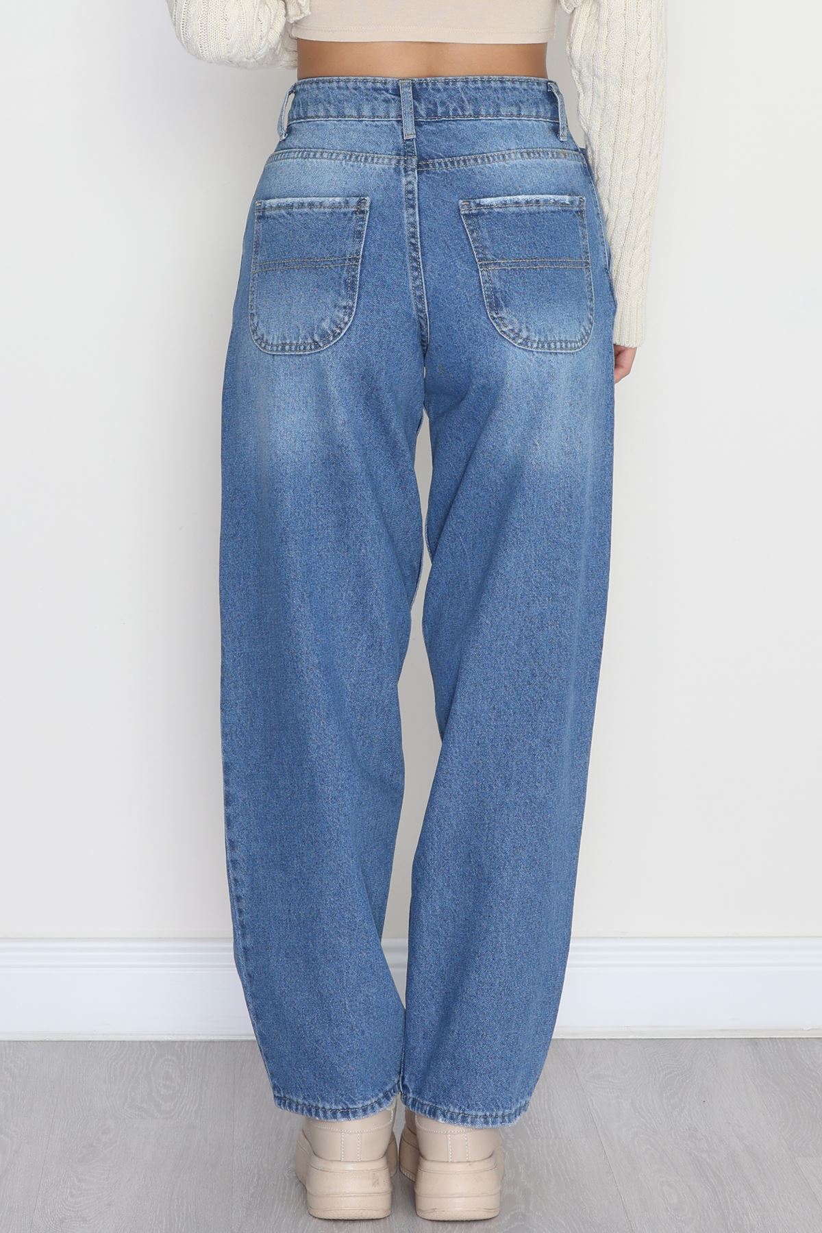 Yan Cepli Baggy Kot Pantolon Buzmavi - 42466.2088.