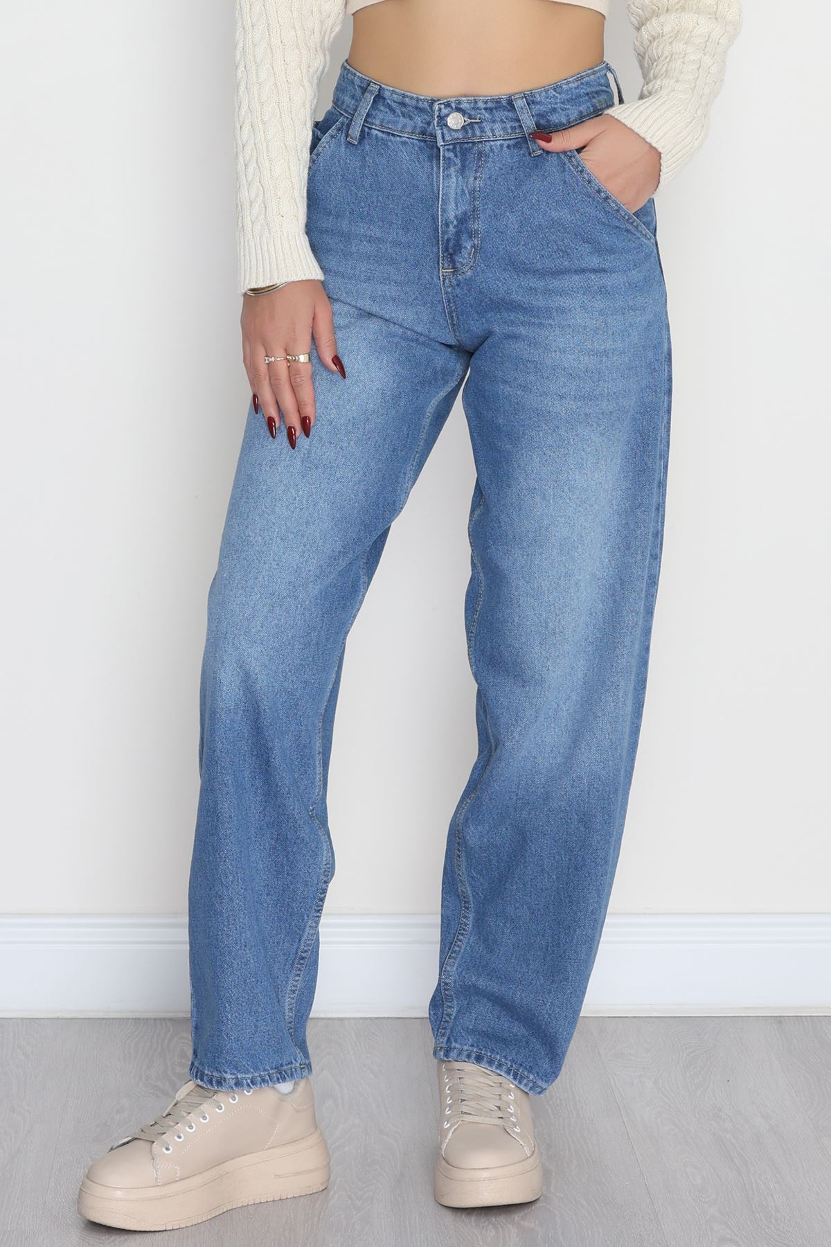 Yan Cepli Baggy Kot Pantolon Buzmavi - 42466.2088.