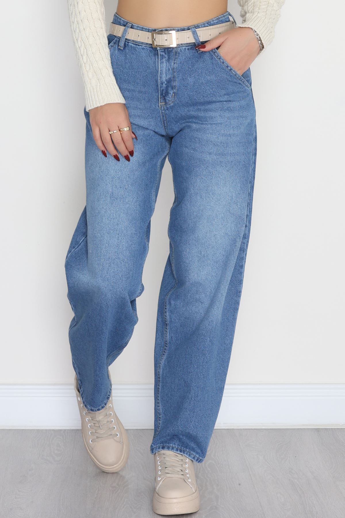 Yan Cepli Baggy Kot Pantolon Buzmavi - 42466.2088.