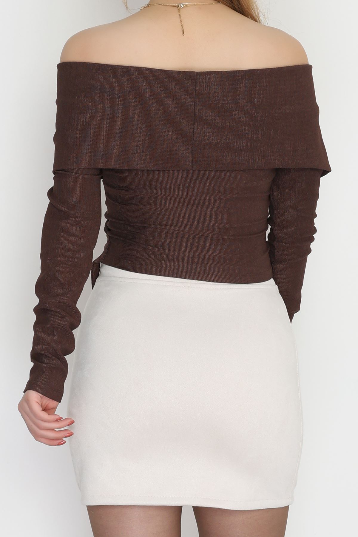 Elegant Kumaş Toka Detay Bluz Kahve - 70872.1918.