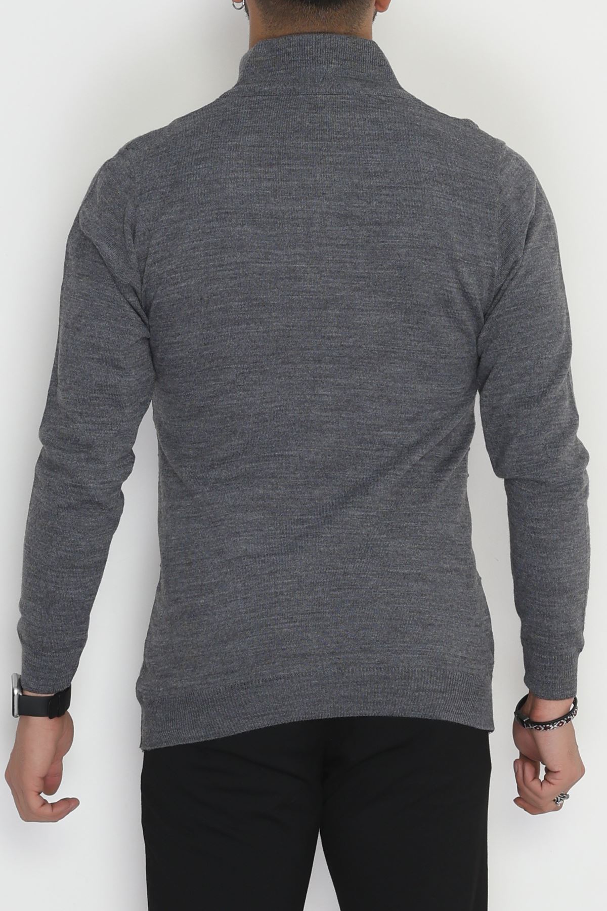 Yakası Fermuarlı Erkek Triko Füme - 2550.2052.