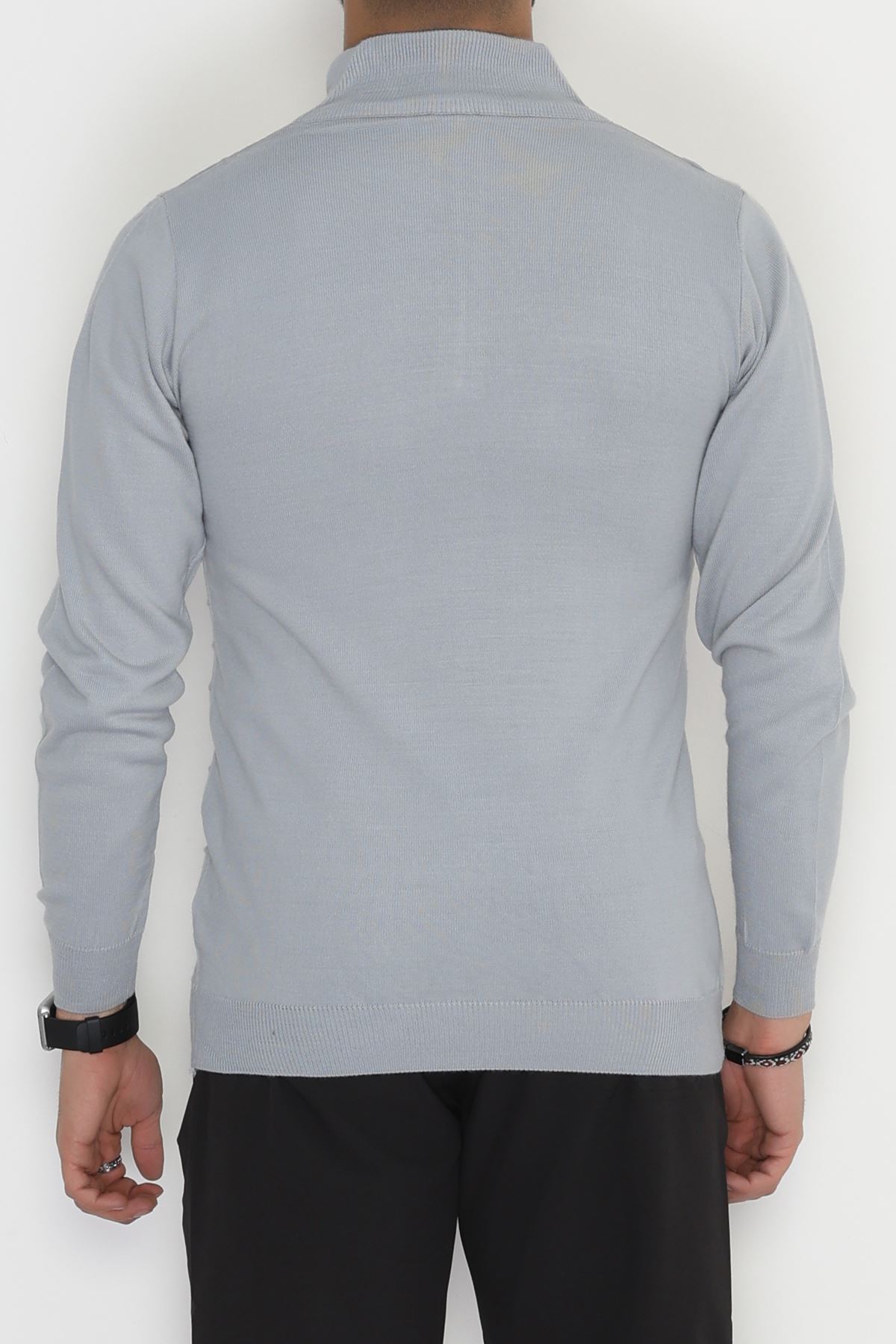 Yakası Fermuarlı Erkek Triko Gri - 2550.2052.