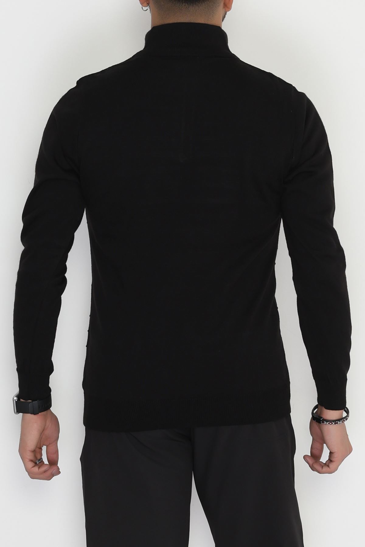 Yakası Fermuarlı Erkek Triko Siyah - 2550.2052.