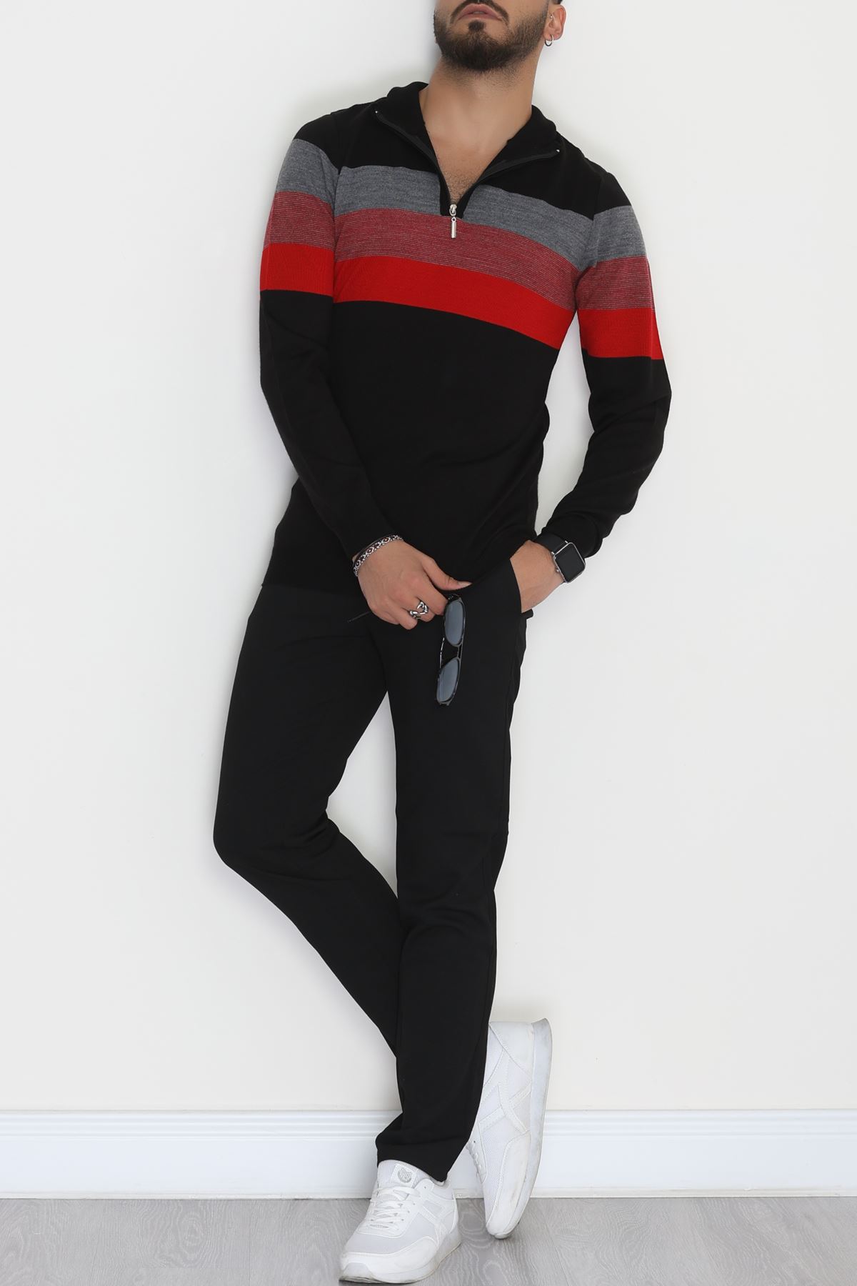 Çizgili Erkek Triko Siyah - 2530.2052.