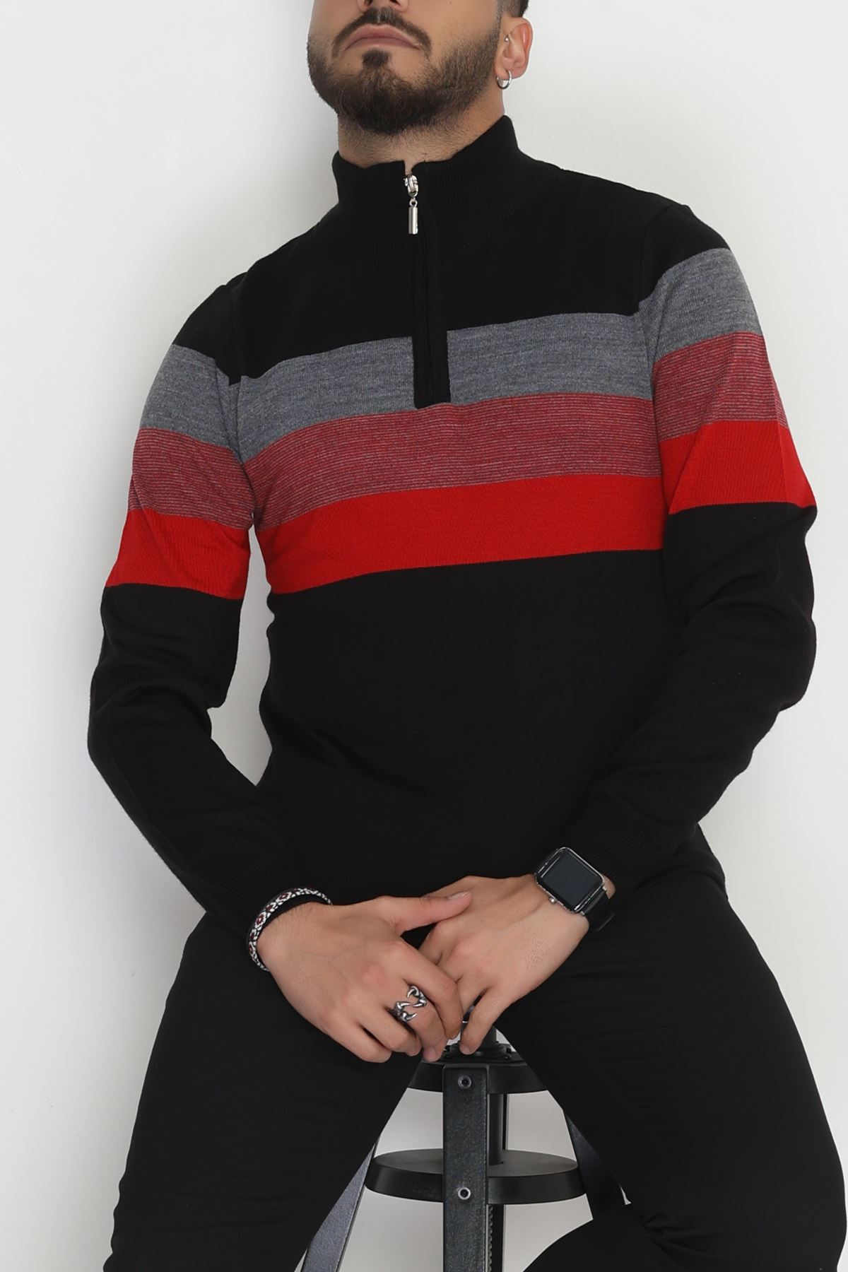 Çizgili Erkek Triko Siyah - 2530.2052.