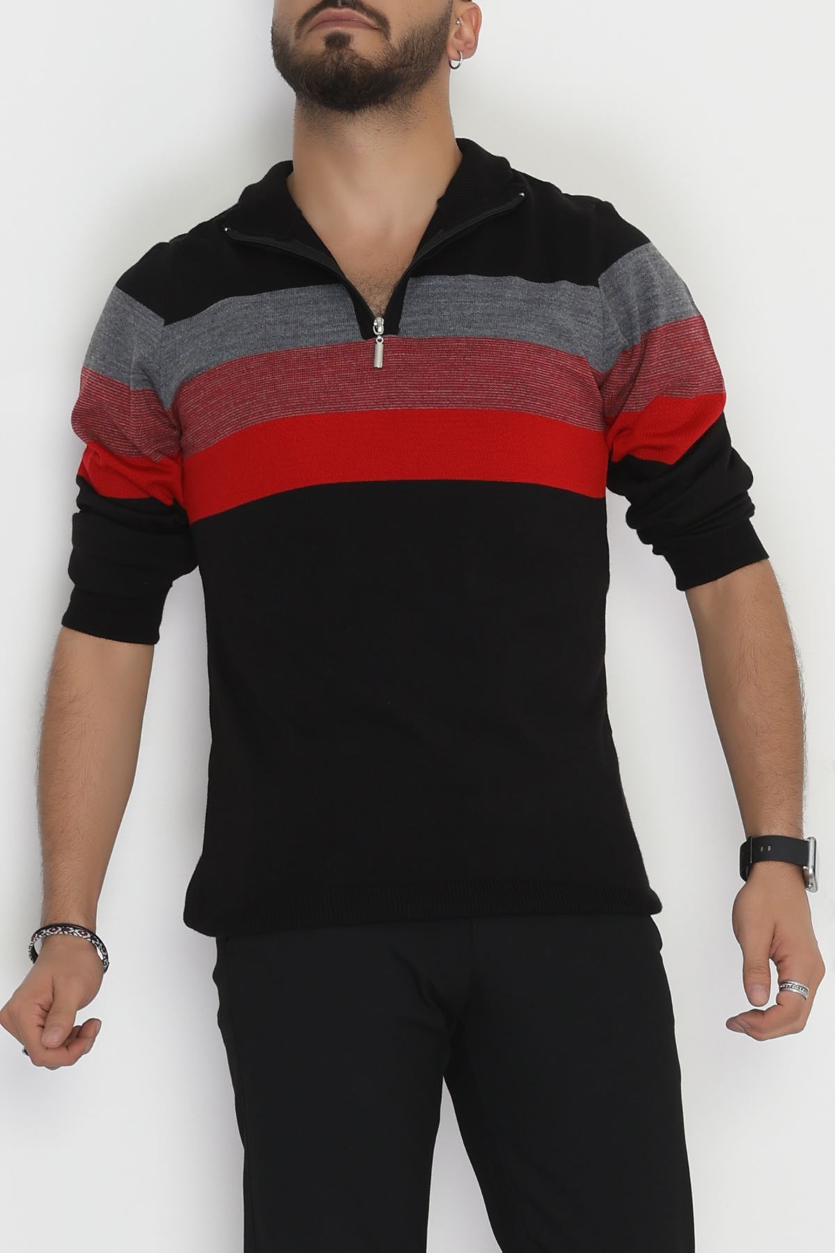 Çizgili Erkek Triko Siyah - 2530.2052.