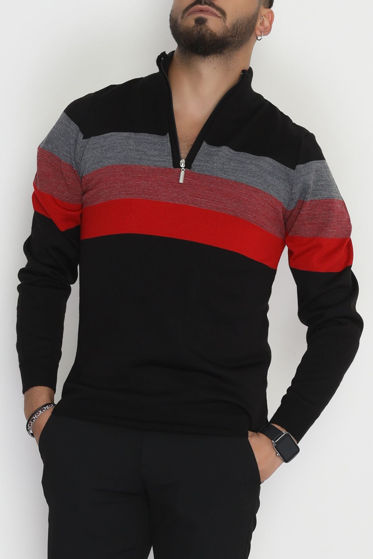 Çizgili Erkek Triko Siyah - 2530.2052.