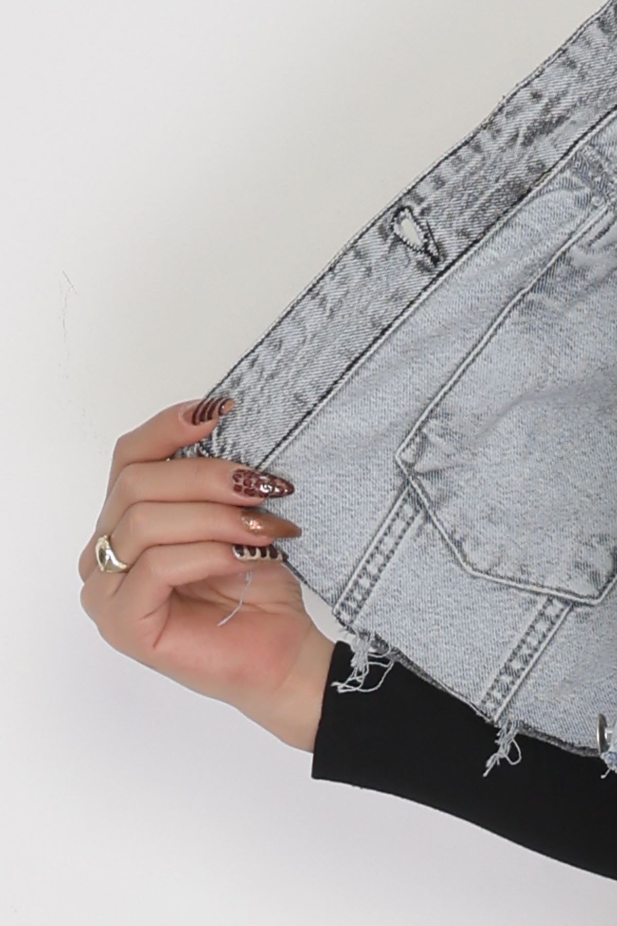 Kısa Kollu Kot Ceket Mavi - 3366011.1966.