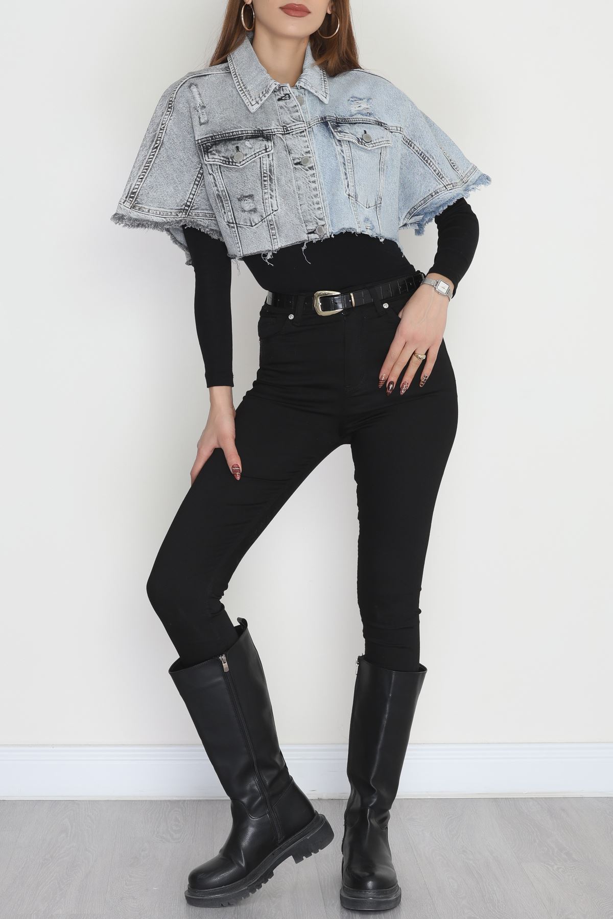 Kısa Kollu Kot Ceket Mavi - 3366011.1966.