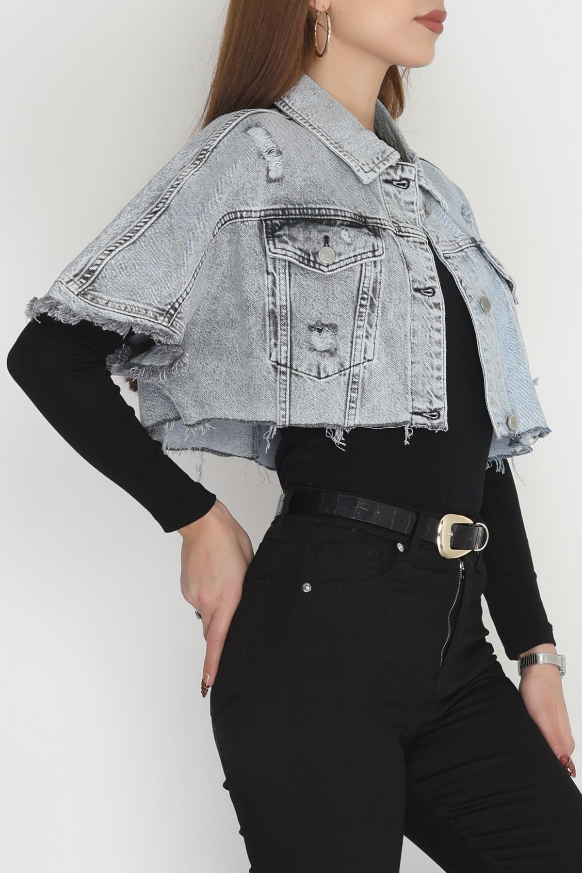 Kısa Kollu Kot Ceket Mavi - 3366011.1966.