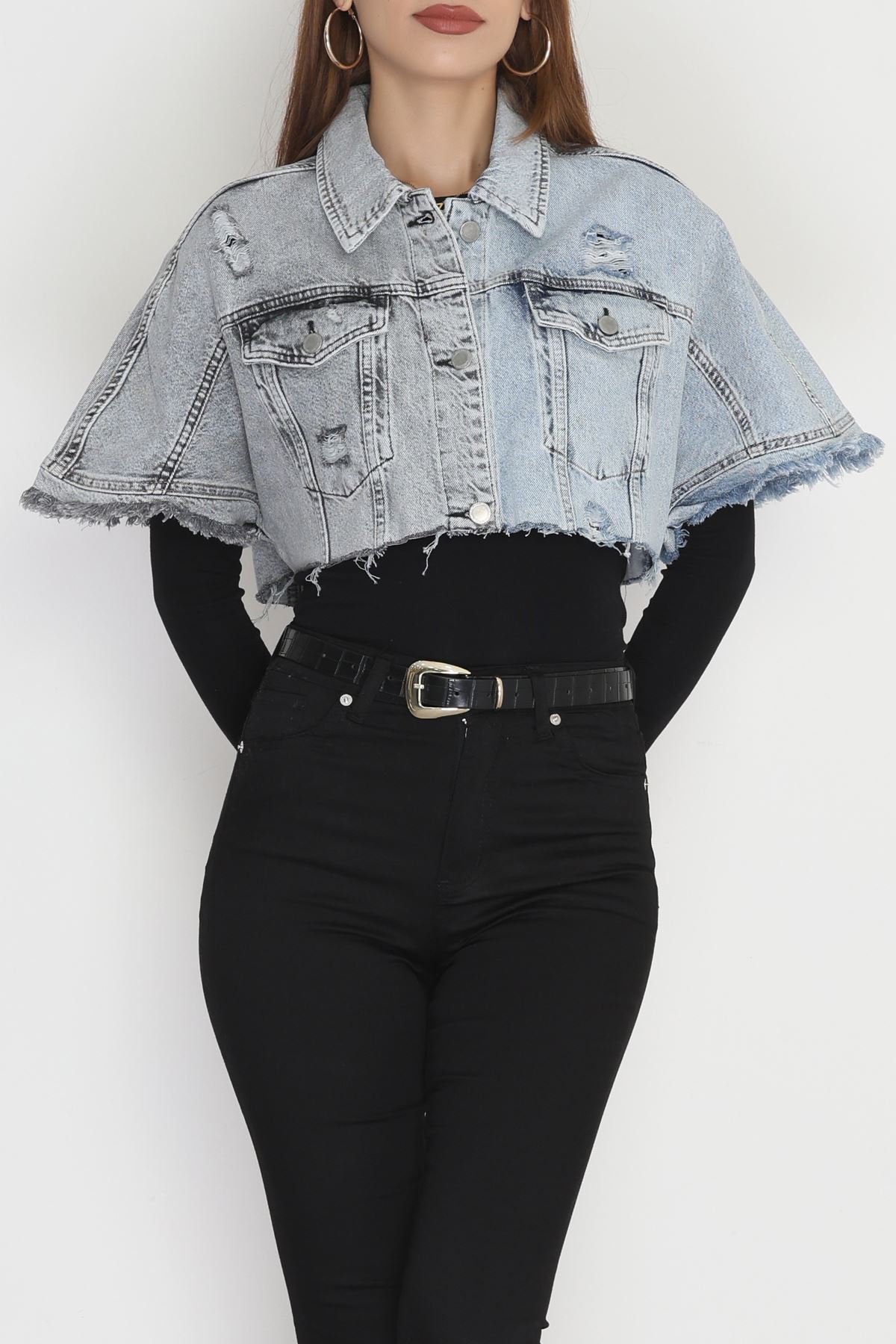 Kısa Kollu Kot Ceket Mavi - 3366011.1966.