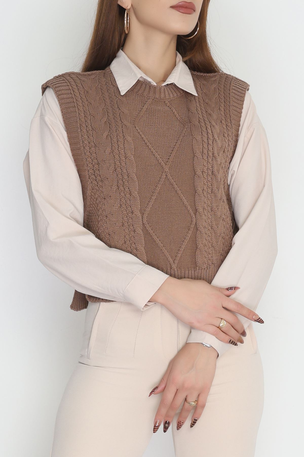 Püsküllü Süveter Mocha - 355.1577.